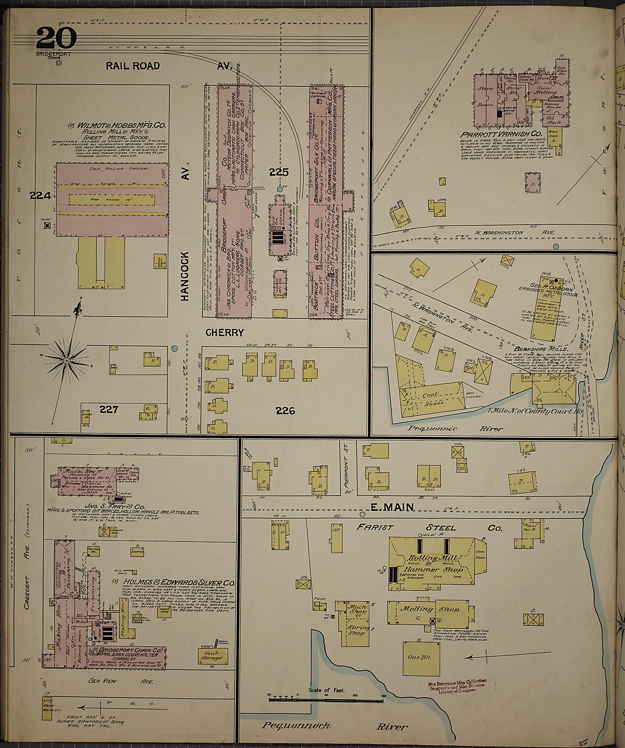 This old map of Bridgeport, Fairfield County, Connecticut was created by Sanborn Map Company in 1889