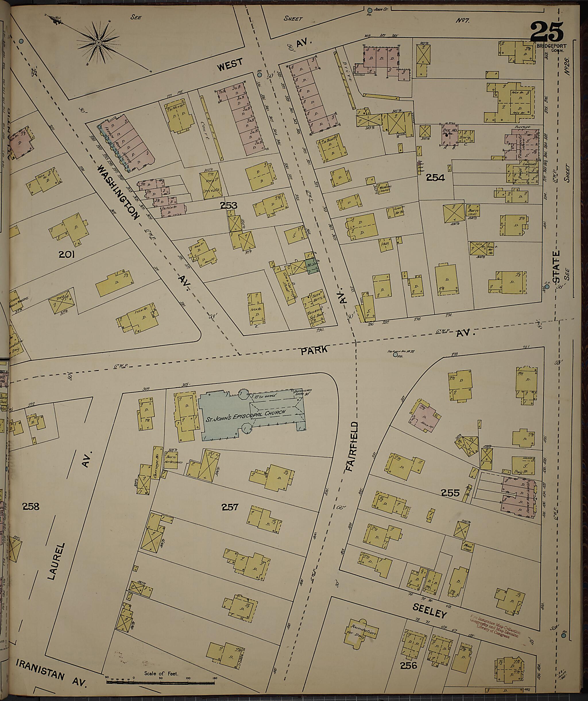 This old map of Bridgeport, Fairfield County, Connecticut was created by Sanborn Map Company in 1889