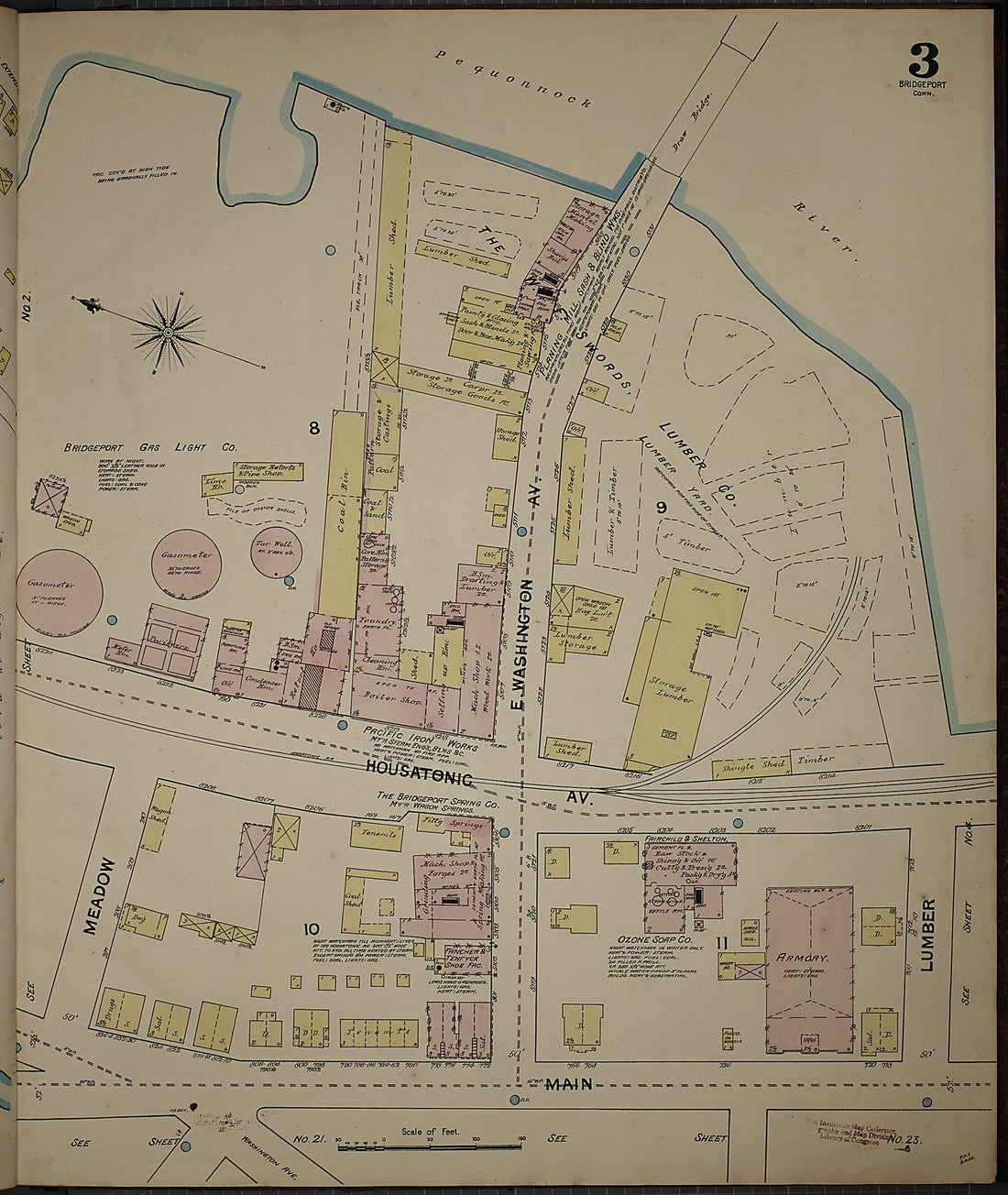 This old map of Bridgeport, Fairfield County, Connecticut was created by Sanborn Map Company in 1889