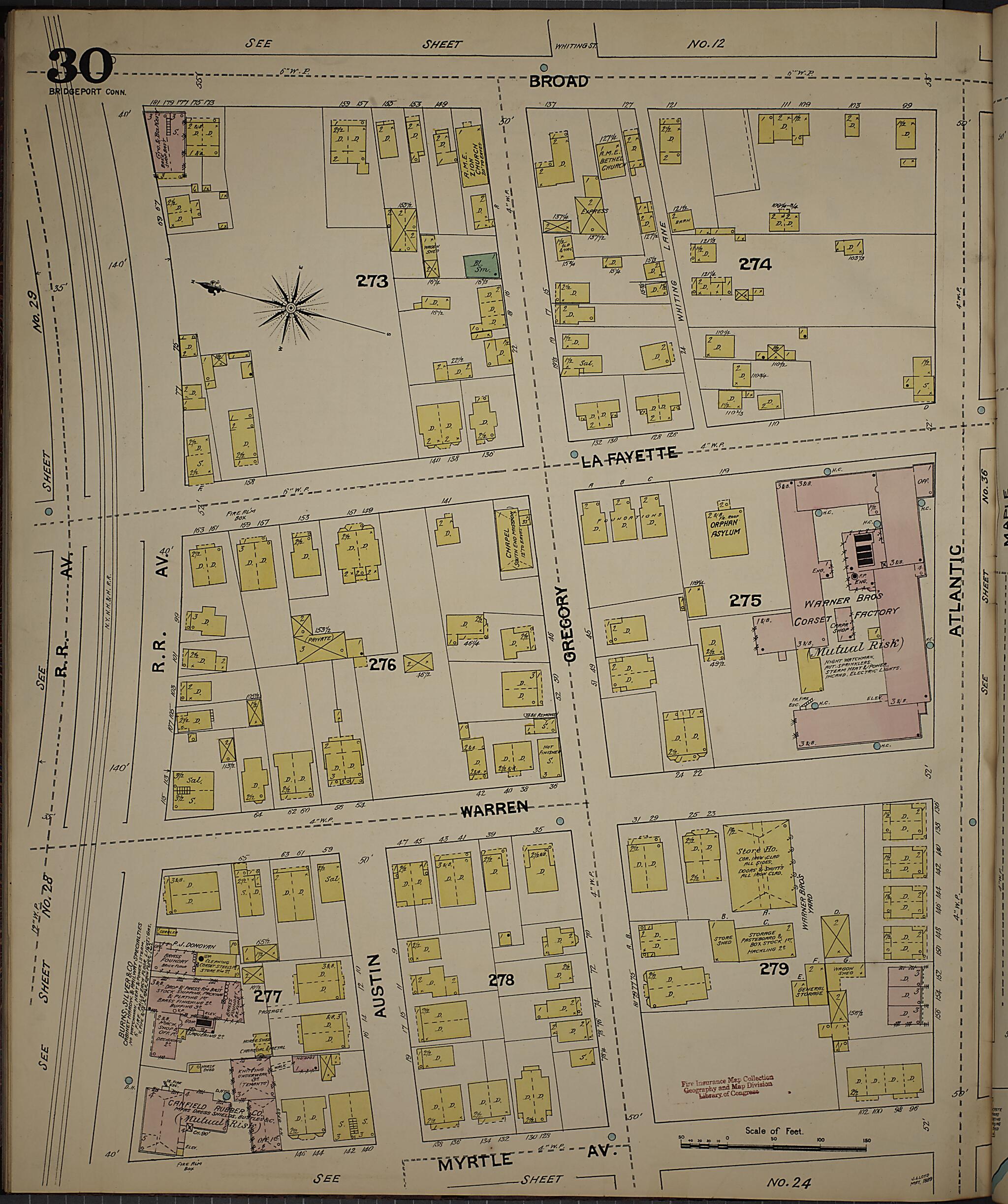 This old map of Bridgeport, Fairfield County, Connecticut was created by Sanborn Map Company in 1889