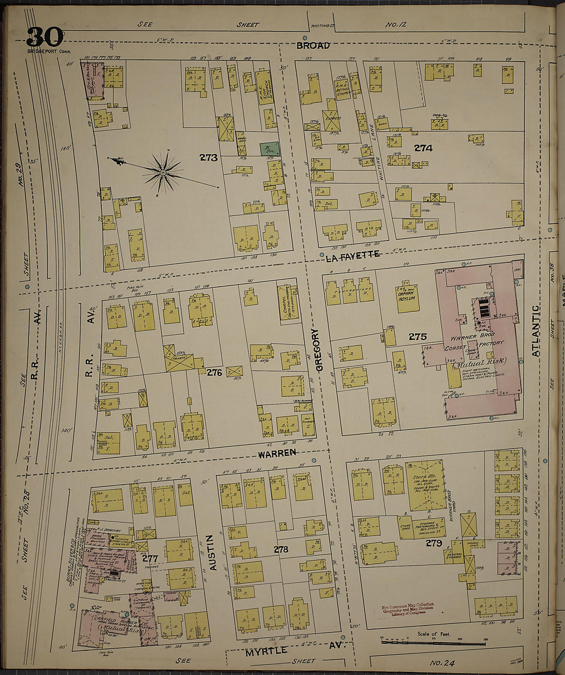 This old map of Bridgeport, Fairfield County, Connecticut was created by Sanborn Map Company in 1889