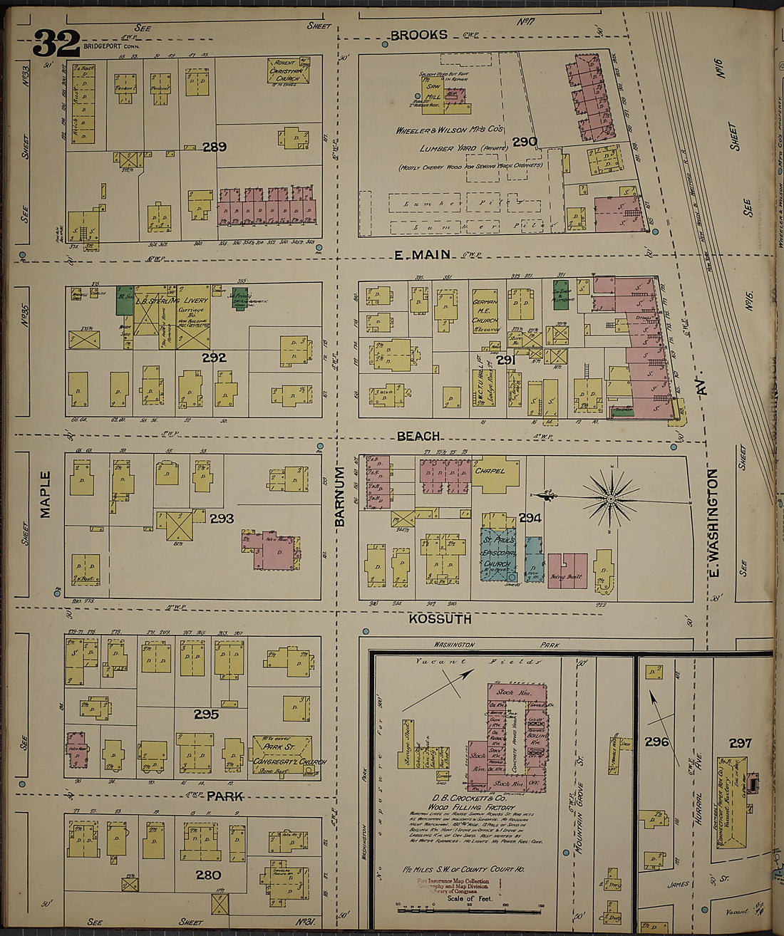 This old map of Bridgeport, Fairfield County, Connecticut was created by Sanborn Map Company in 1889