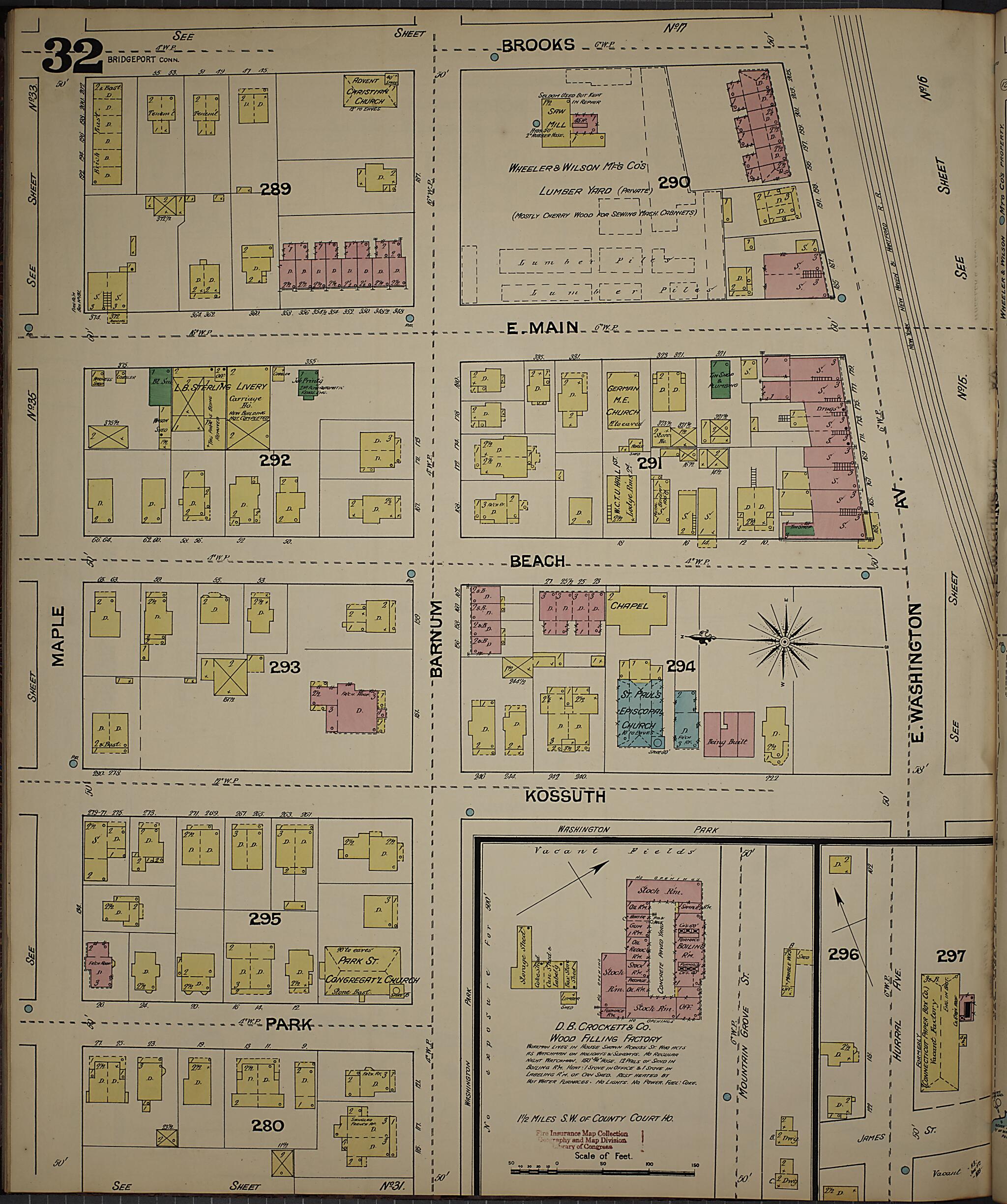 This old map of Bridgeport, Fairfield County, Connecticut was created by Sanborn Map Company in 1889