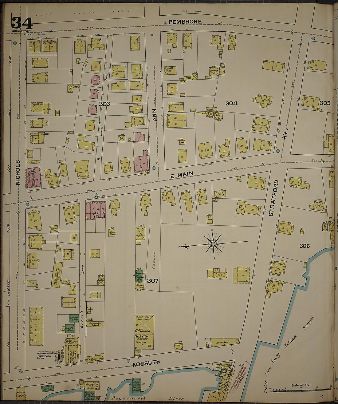 This old map of Bridgeport, Fairfield County, Connecticut was created by Sanborn Map Company in 1889