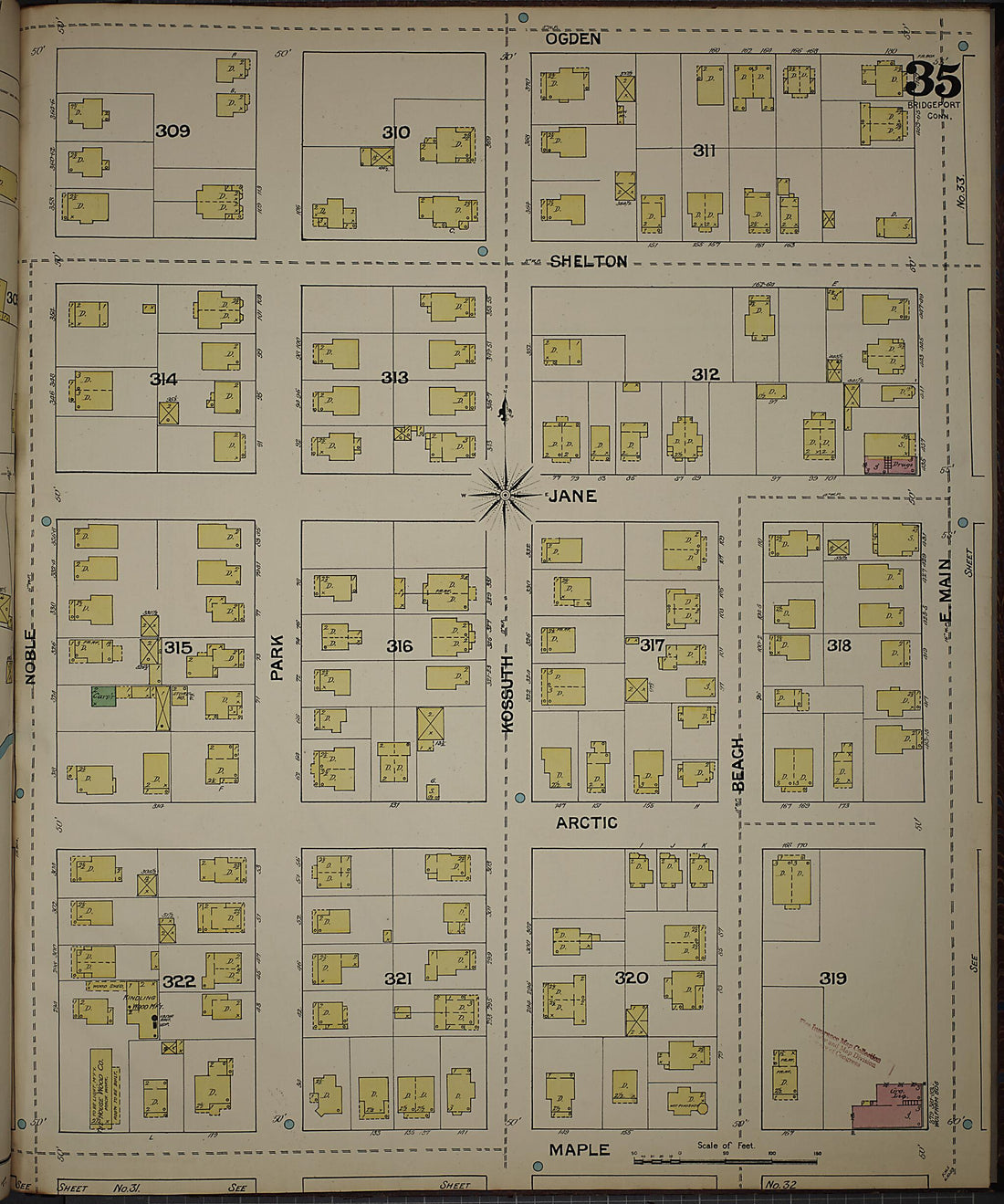 This old map of Bridgeport, Fairfield County, Connecticut was created by Sanborn Map Company in 1889