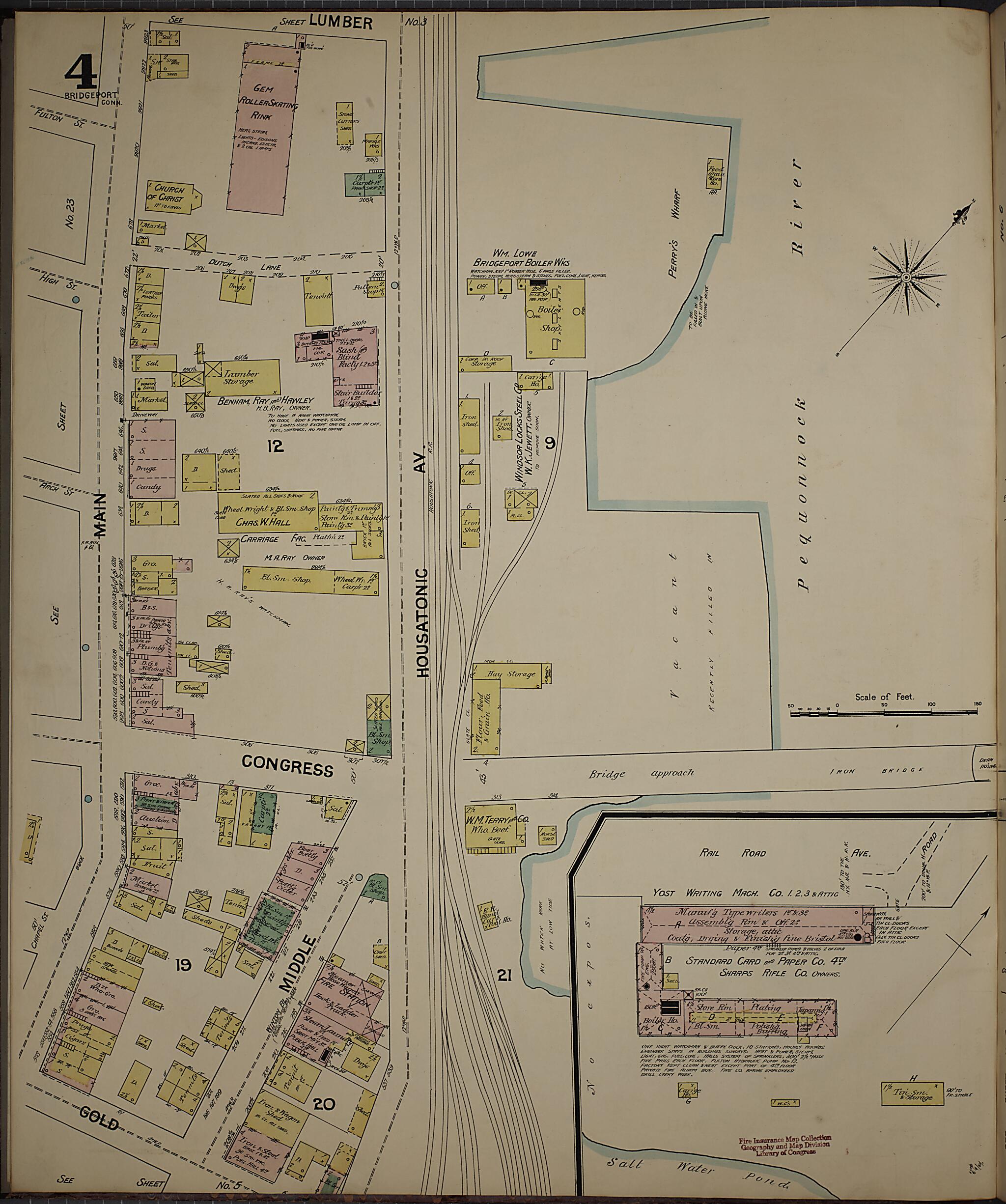 This old map of Bridgeport, Fairfield County, Connecticut was created by Sanborn Map Company in 1889
