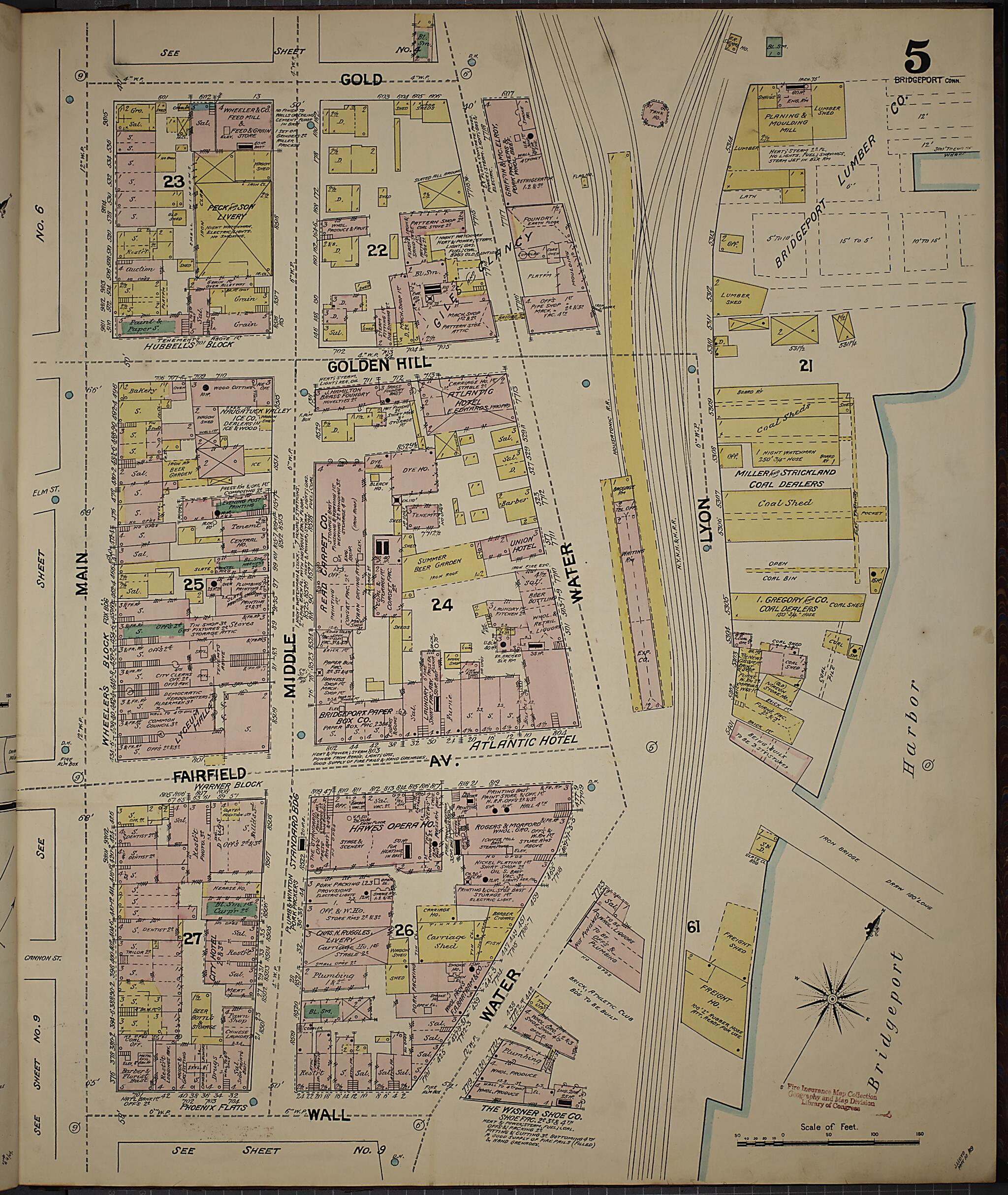 This old map of Bridgeport, Fairfield County, Connecticut was created by Sanborn Map Company in 1889