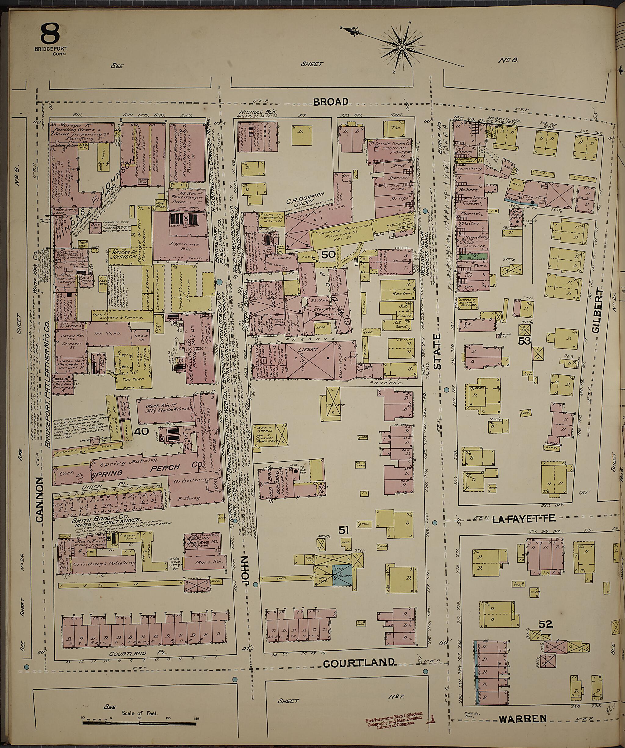 This old map of Bridgeport, Fairfield County, Connecticut was created by Sanborn Map Company in 1889