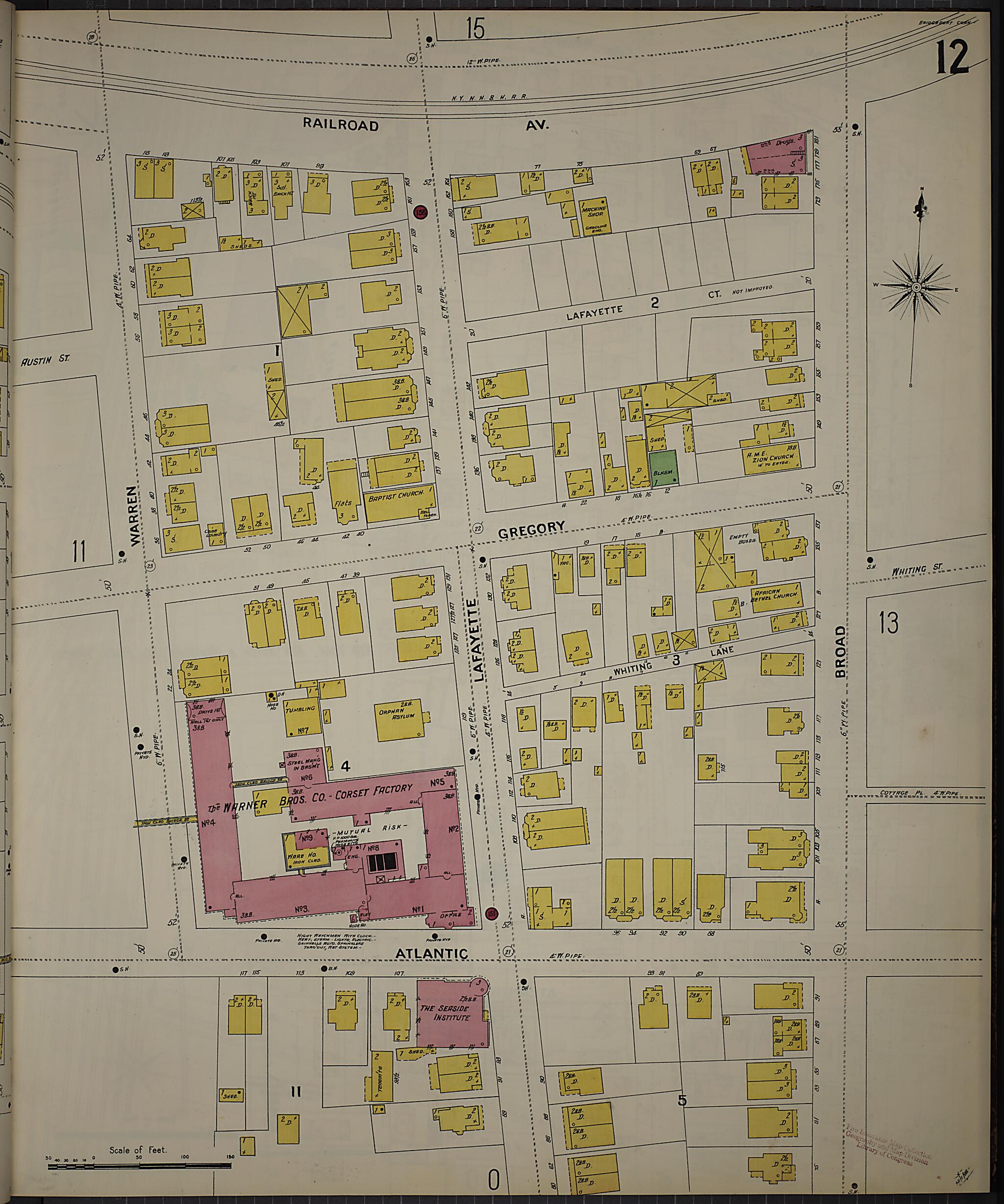This old map of Bridgeport, Fairfield County, Connecticut was created by Sanborn Map Company in 1898