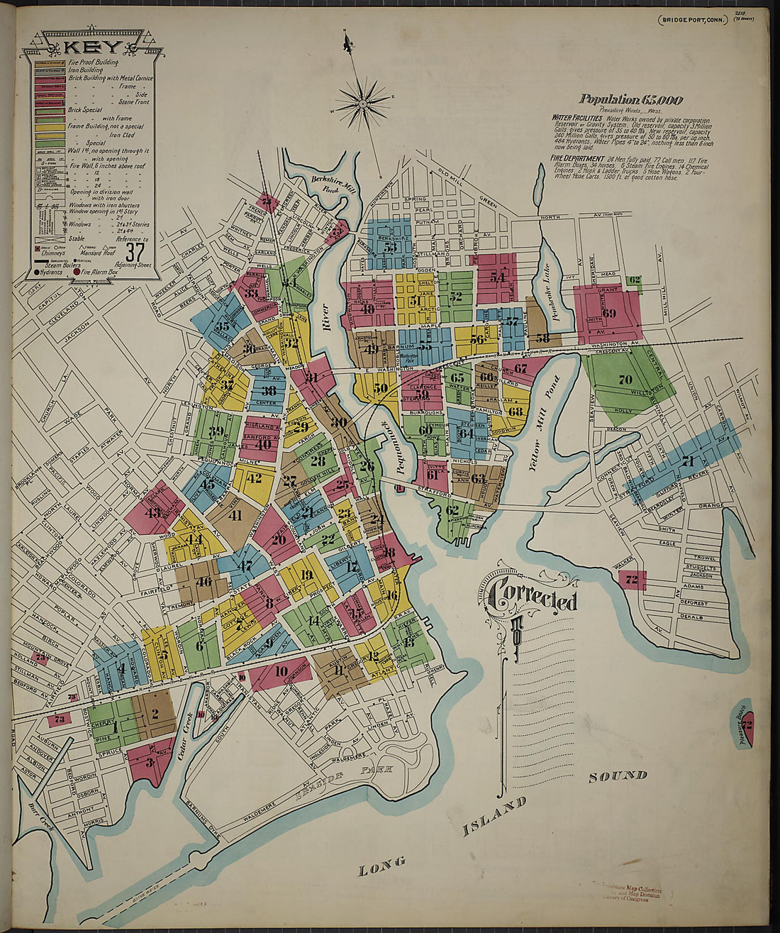 This old map of Bridgeport, Fairfield County, Connecticut was created by Sanborn Map Company in 1898