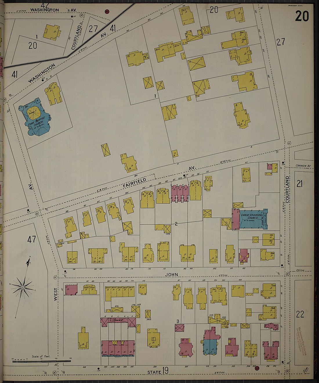This old map of Bridgeport, Fairfield County, Connecticut was created by Sanborn Map Company in 1898