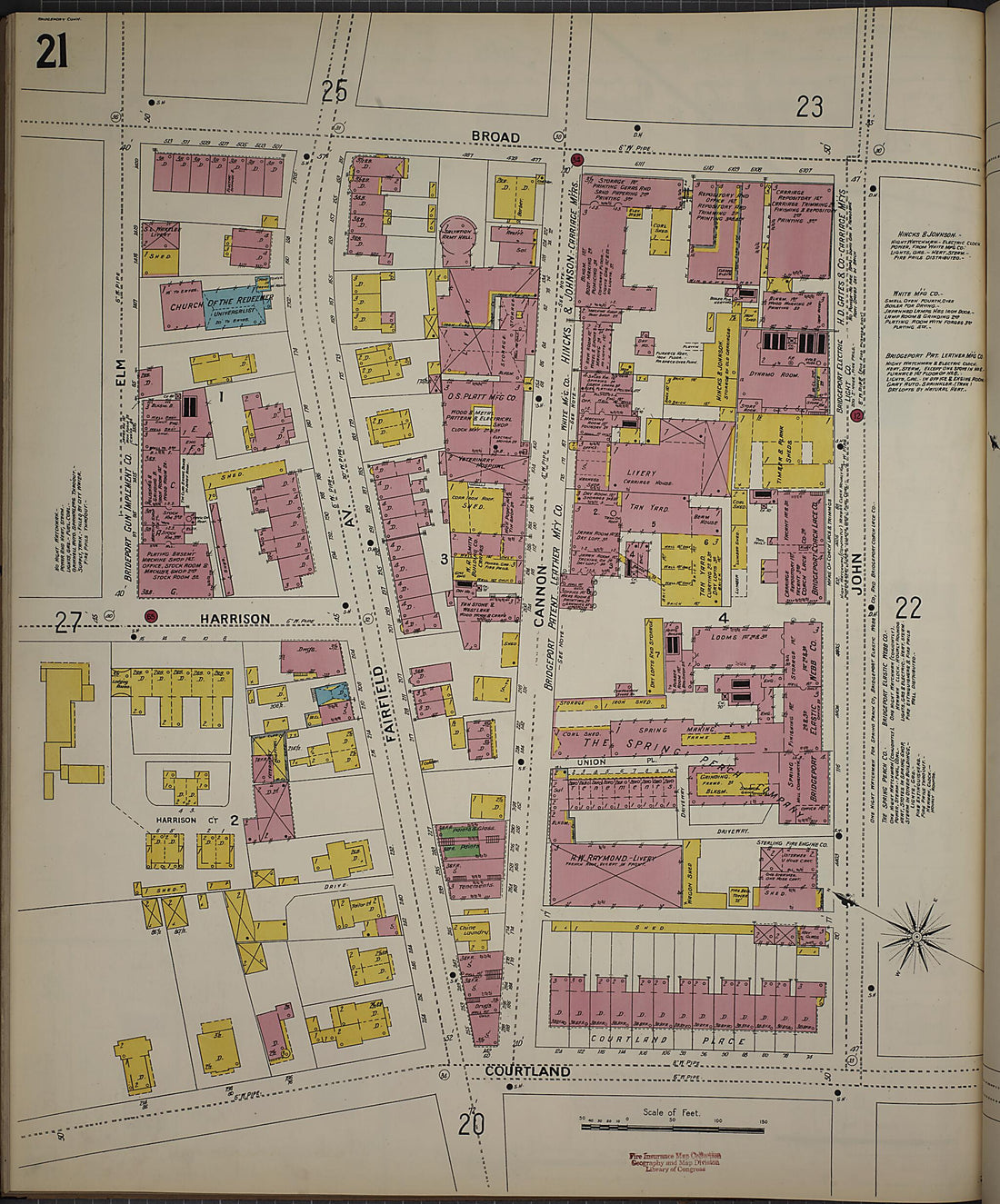 This old map of Bridgeport, Fairfield County, Connecticut was created by Sanborn Map Company in 1898