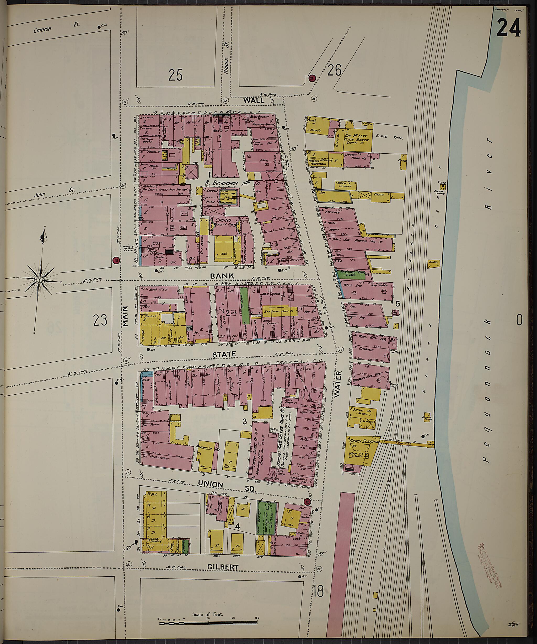 This old map of Bridgeport, Fairfield County, Connecticut was created by Sanborn Map Company in 1898