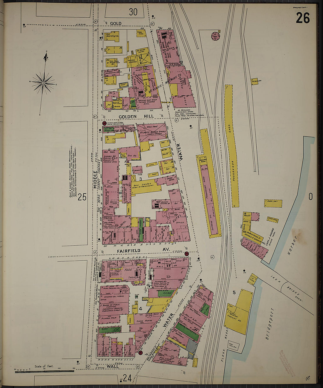 This old map of Bridgeport, Fairfield County, Connecticut was created by Sanborn Map Company in 1898