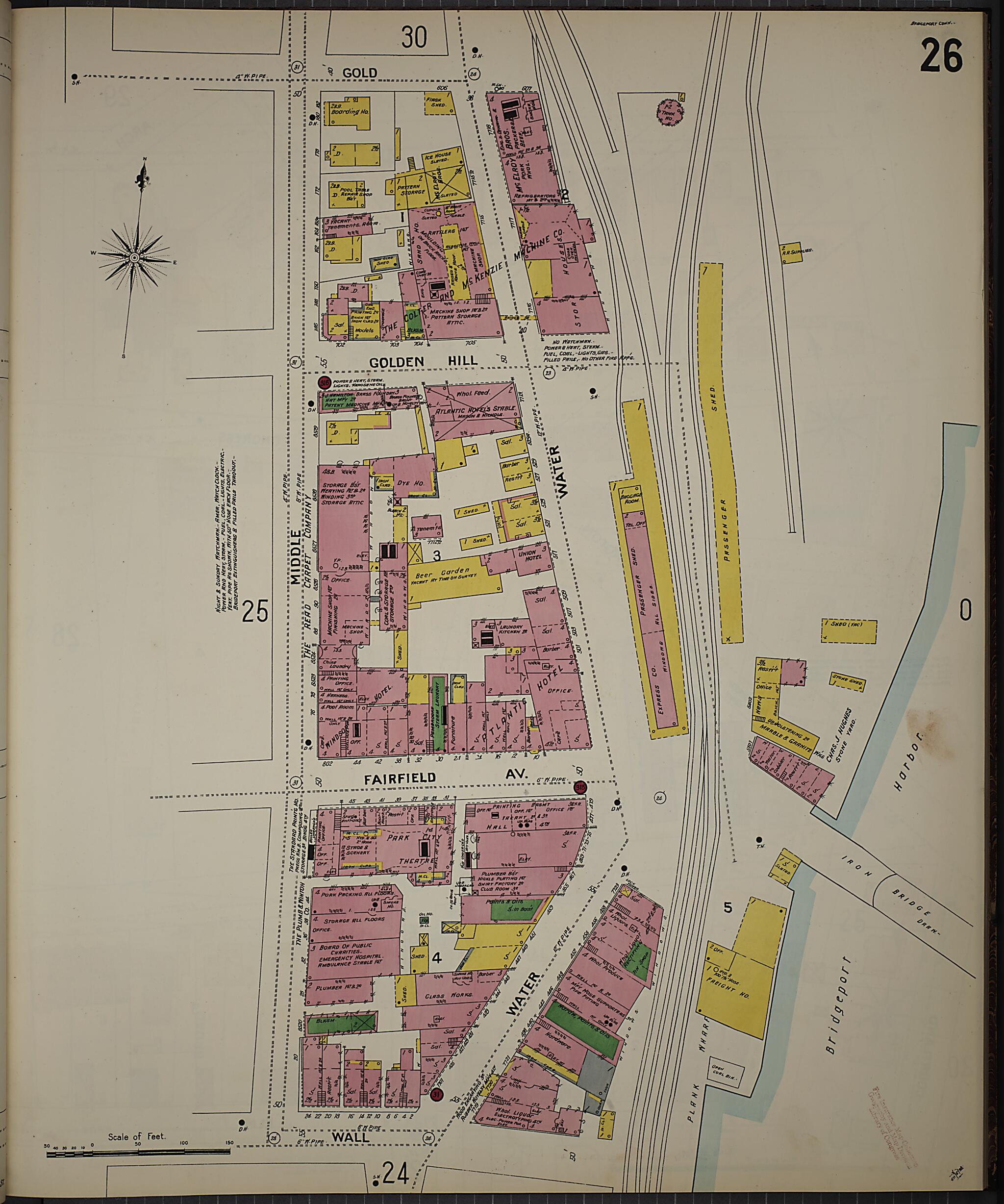This old map of Bridgeport, Fairfield County, Connecticut was created by Sanborn Map Company in 1898