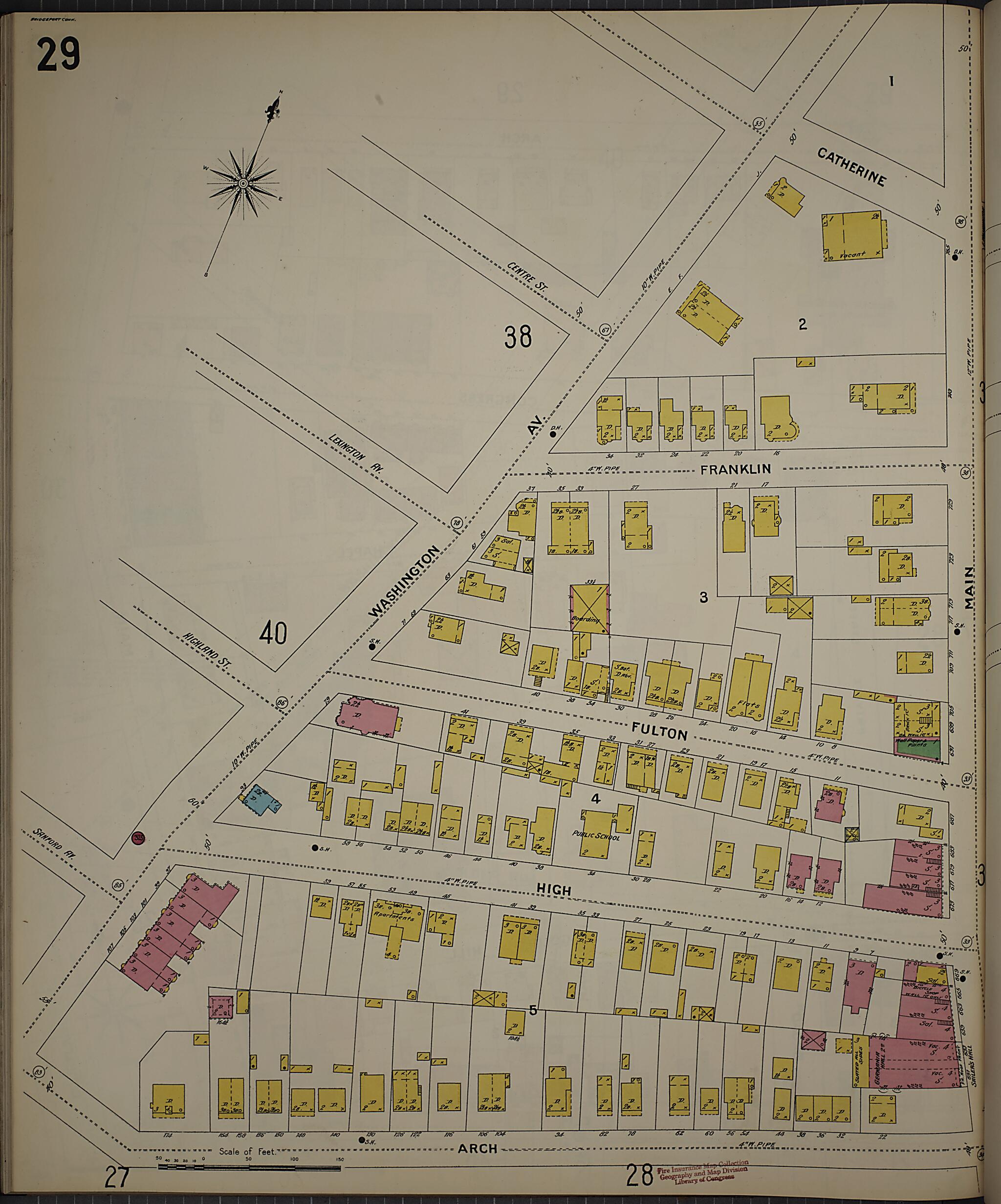 This old map of Bridgeport, Fairfield County, Connecticut was created by Sanborn Map Company in 1898