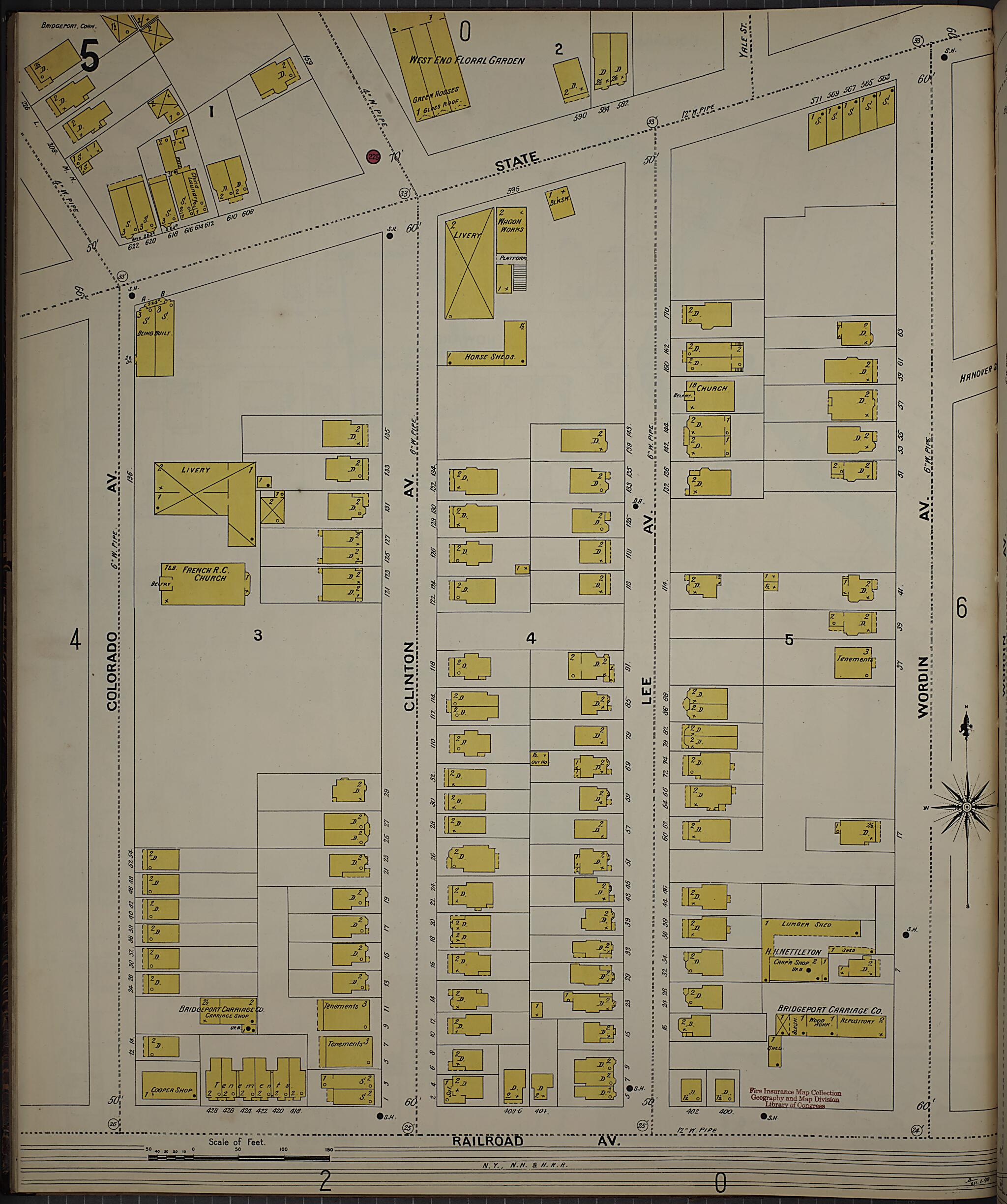 This old map of Bridgeport, Fairfield County, Connecticut was created by Sanborn Map Company in 1898