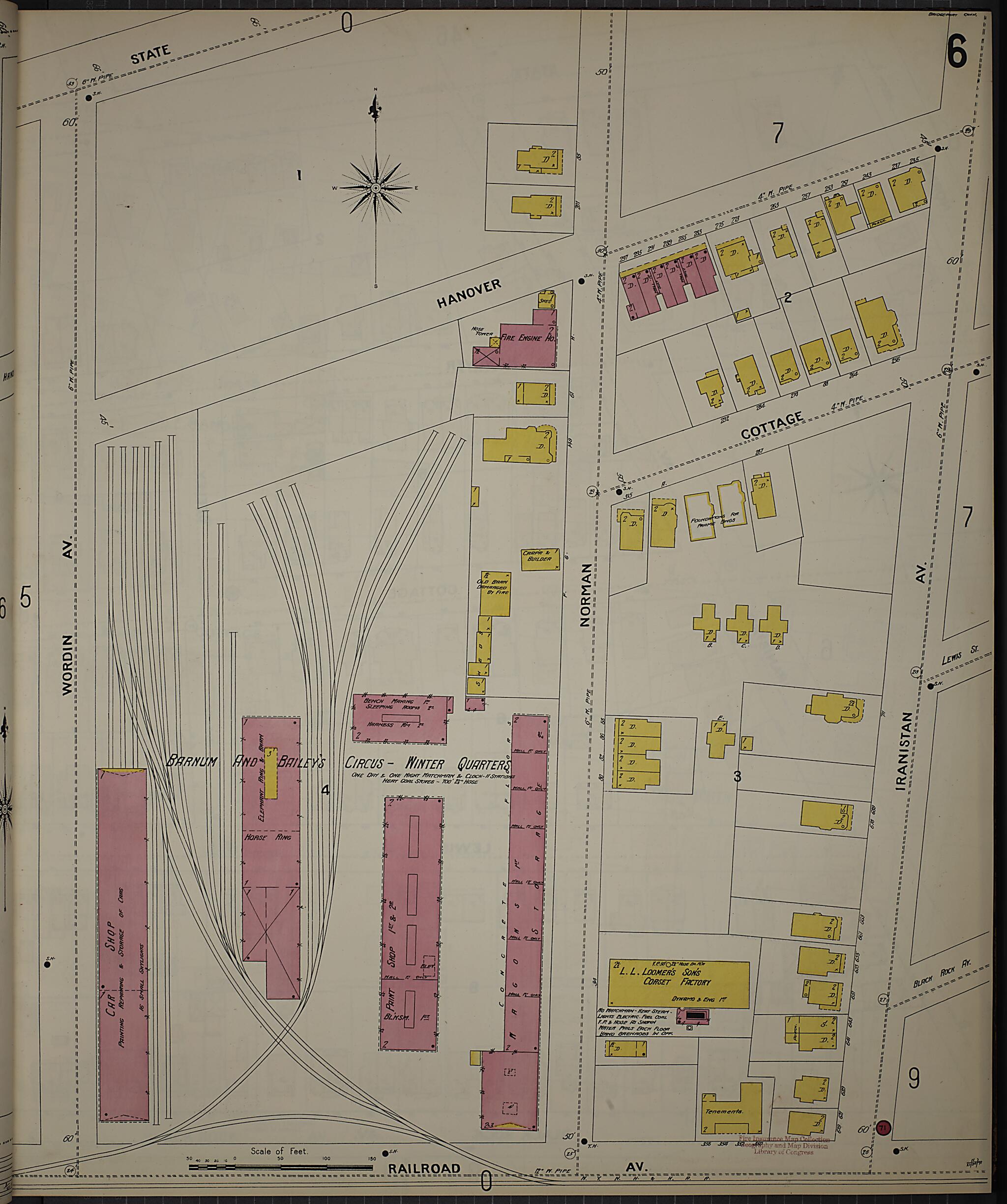 This old map of Bridgeport, Fairfield County, Connecticut was created by Sanborn Map Company in 1898
