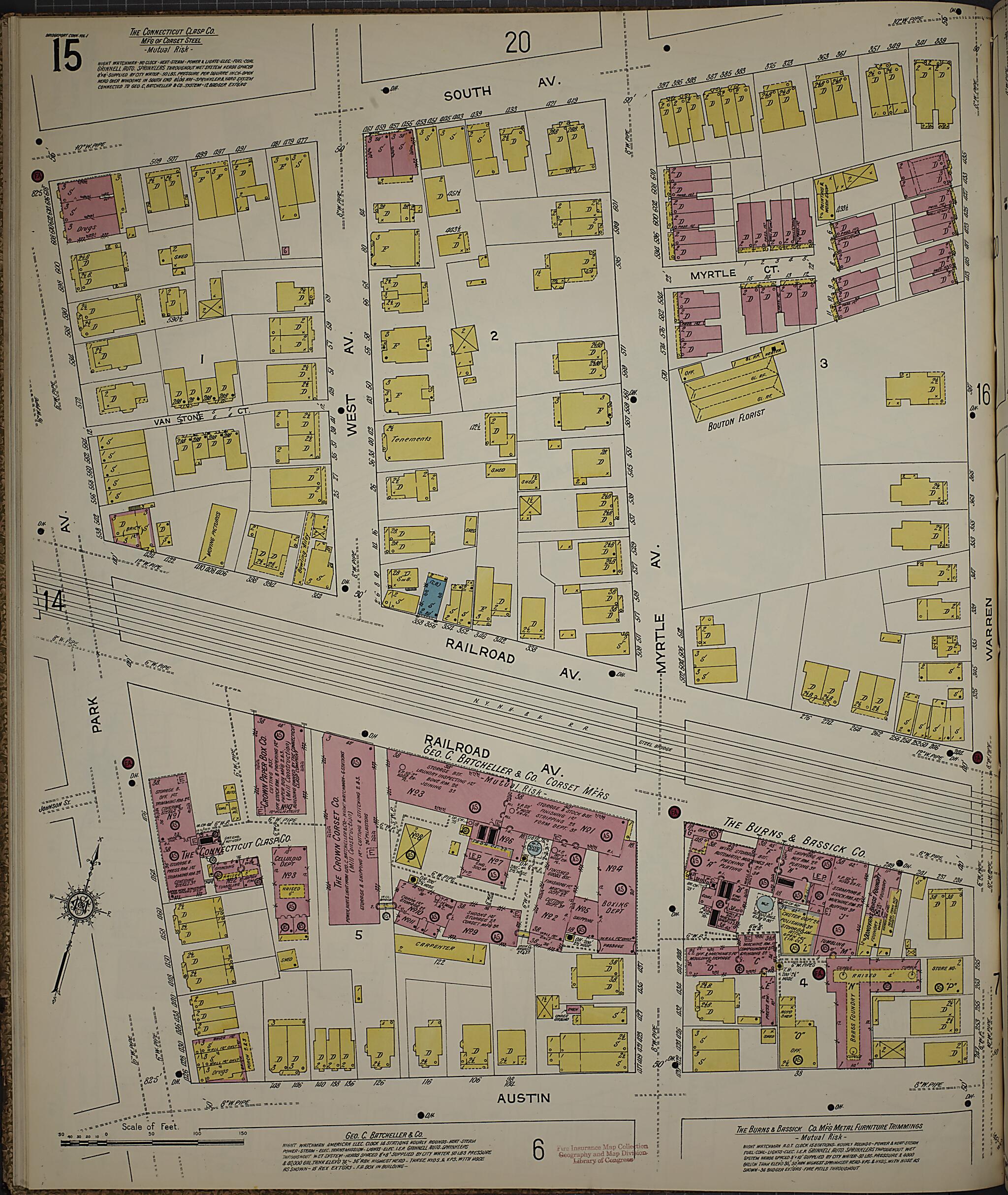 This old map of Bridgeport, Fairfield County, Connecticut was created by Sanborn Map Company in 1913