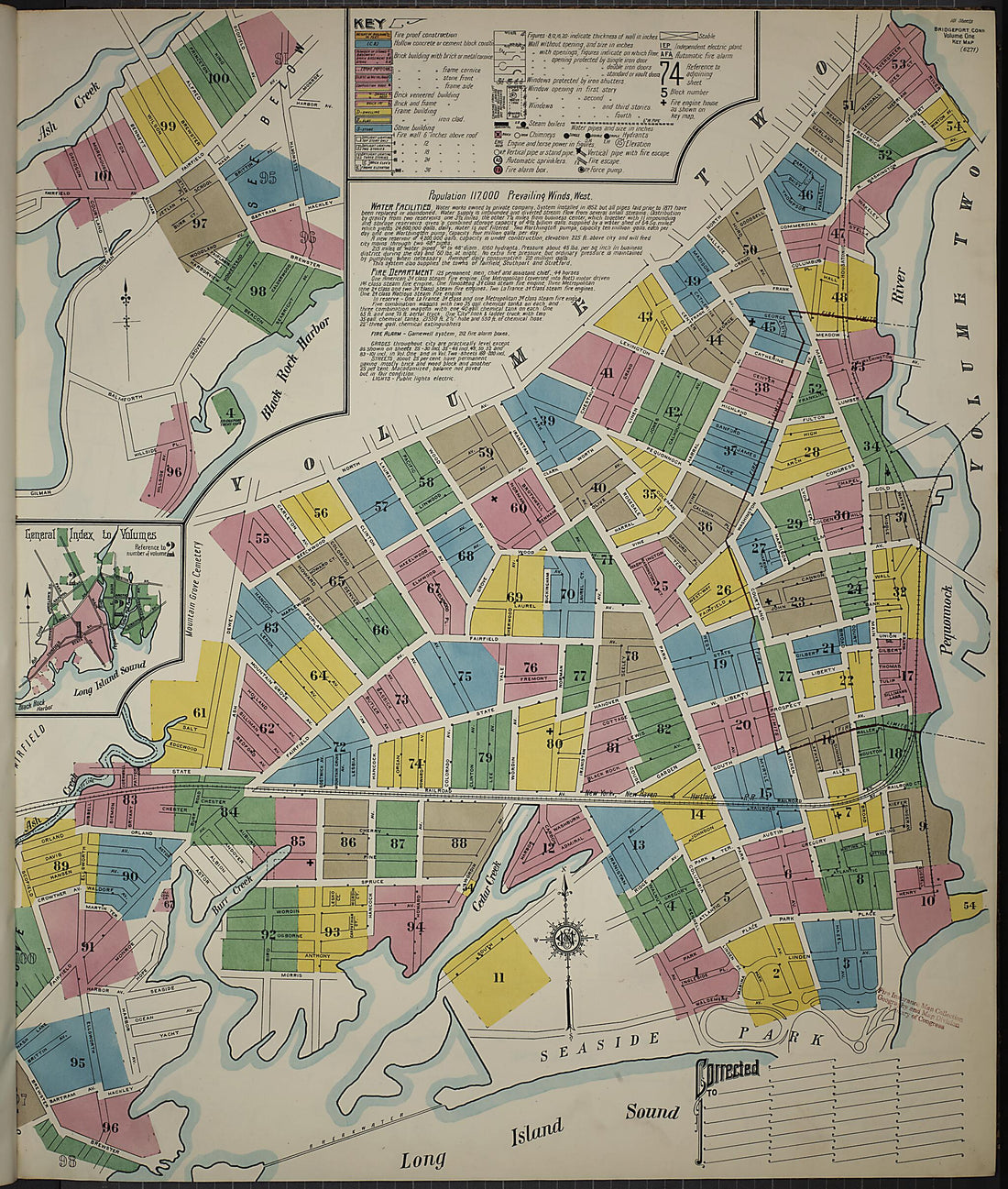 This old map of Bridgeport, Fairfield County, Connecticut was created by Sanborn Map Company in 1913