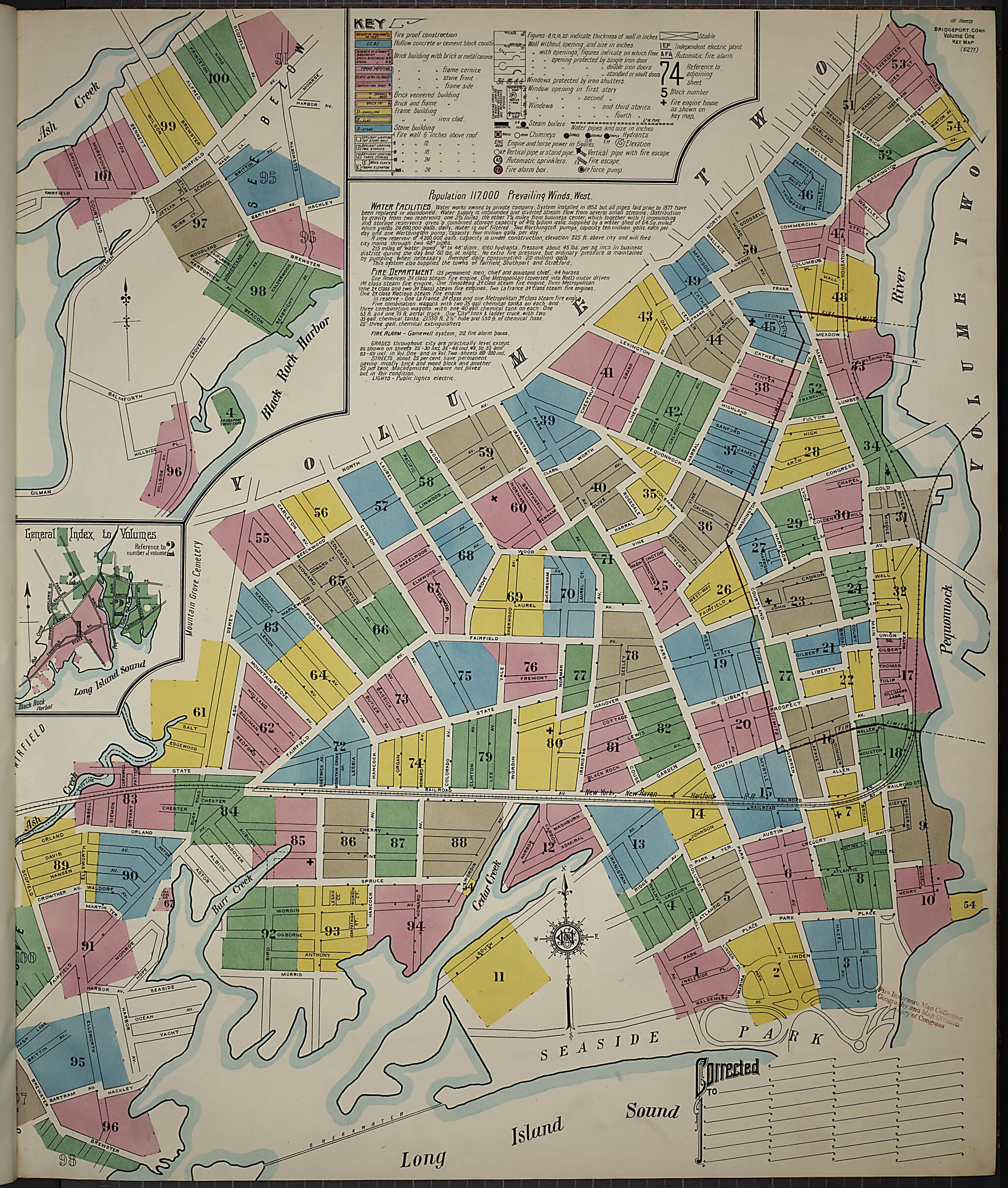 This old map of Bridgeport, Fairfield County, Connecticut was created by Sanborn Map Company in 1913