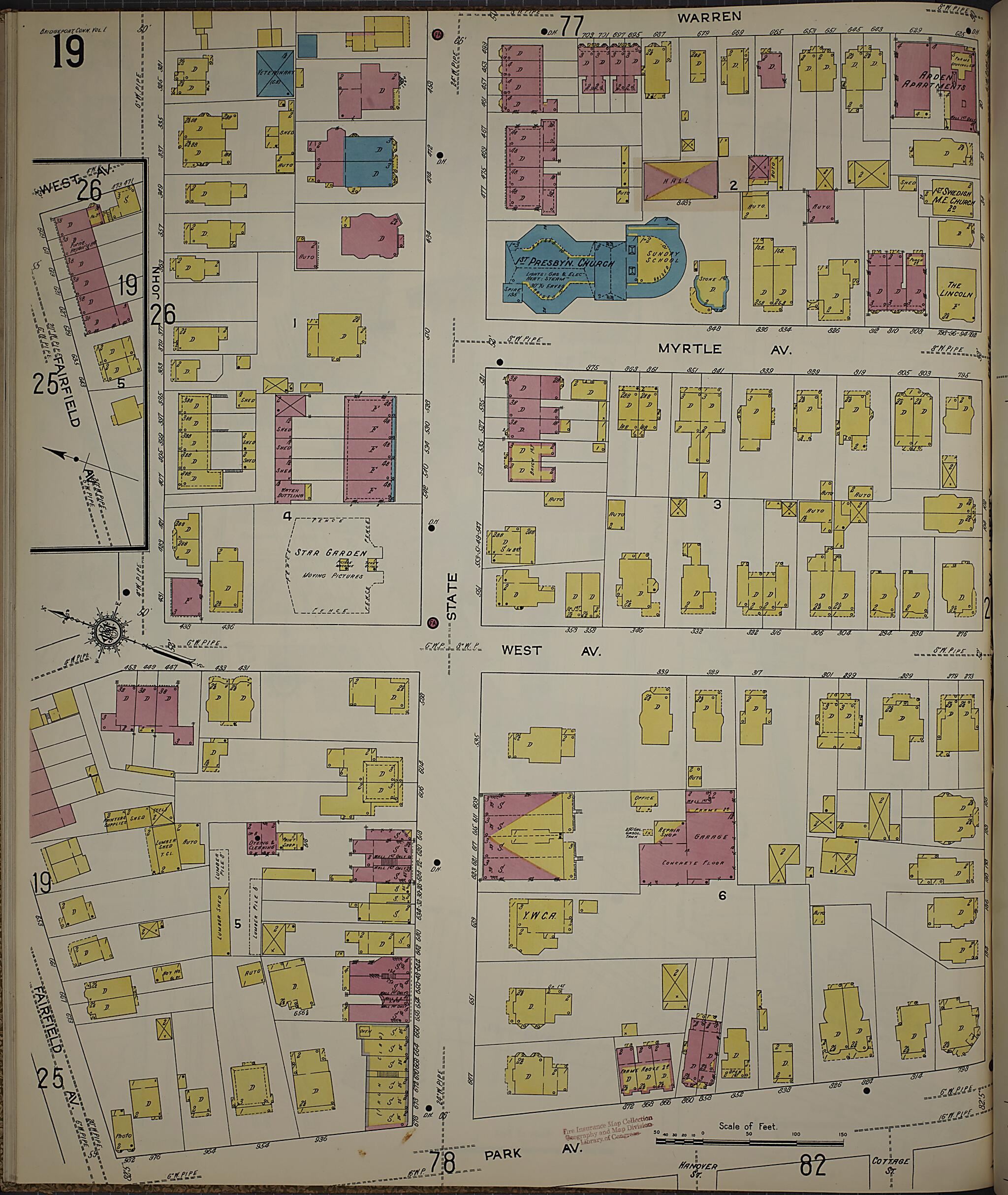This old map of Bridgeport, Fairfield County, Connecticut was created by Sanborn Map Company in 1913