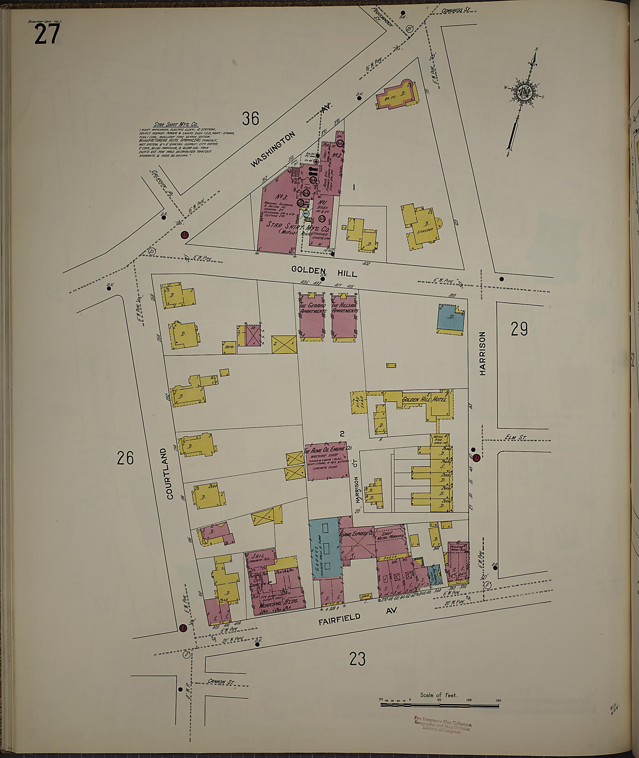 This old map of Bridgeport, Fairfield County, Connecticut was created by Sanborn Map Company in 1913