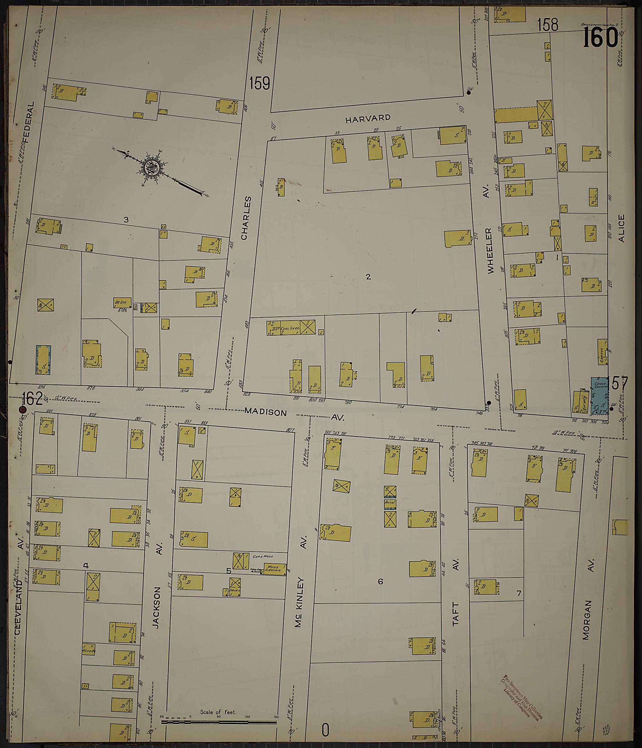 This old map of Bridgeport, Fairfield County, Connecticut was created by Sanborn Map Company in 1913