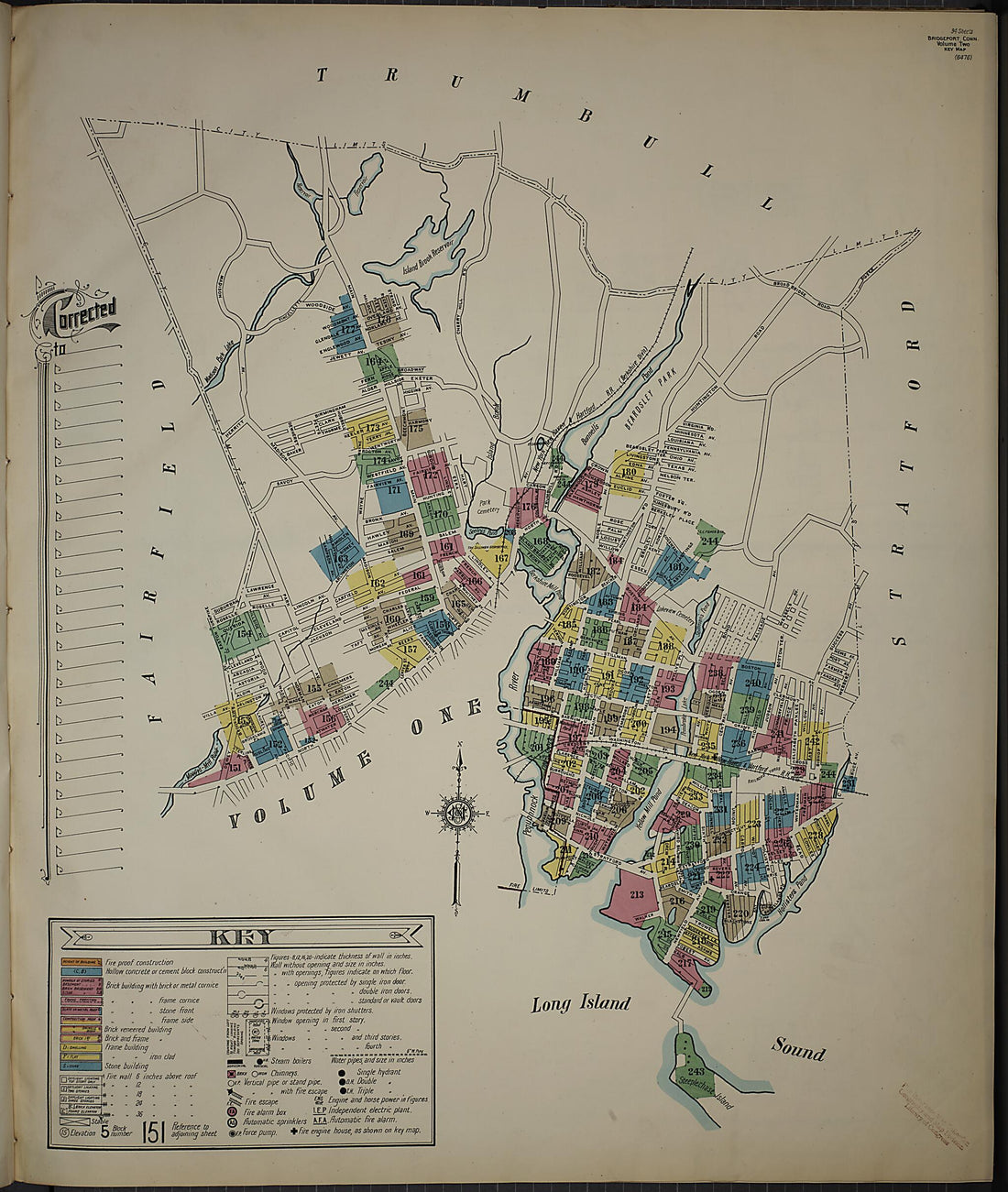 This old map of Bridgeport, Fairfield County, Connecticut was created by Sanborn Map Company in 1913