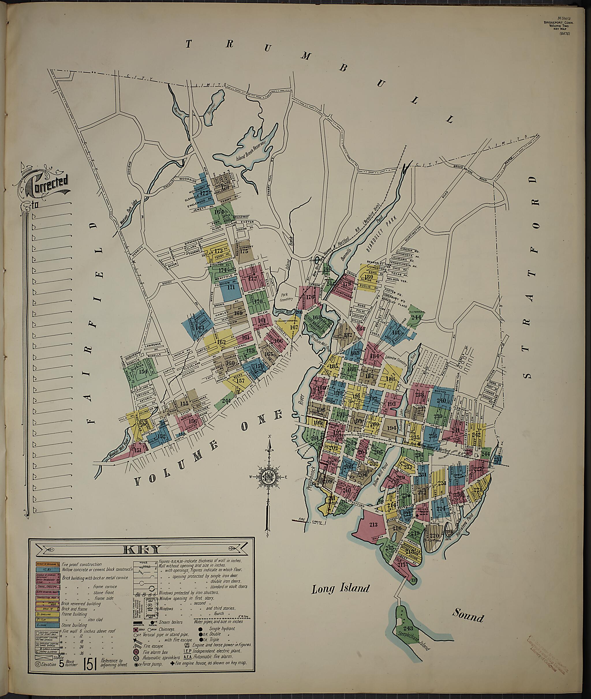 This old map of Bridgeport, Fairfield County, Connecticut was created by Sanborn Map Company in 1913
