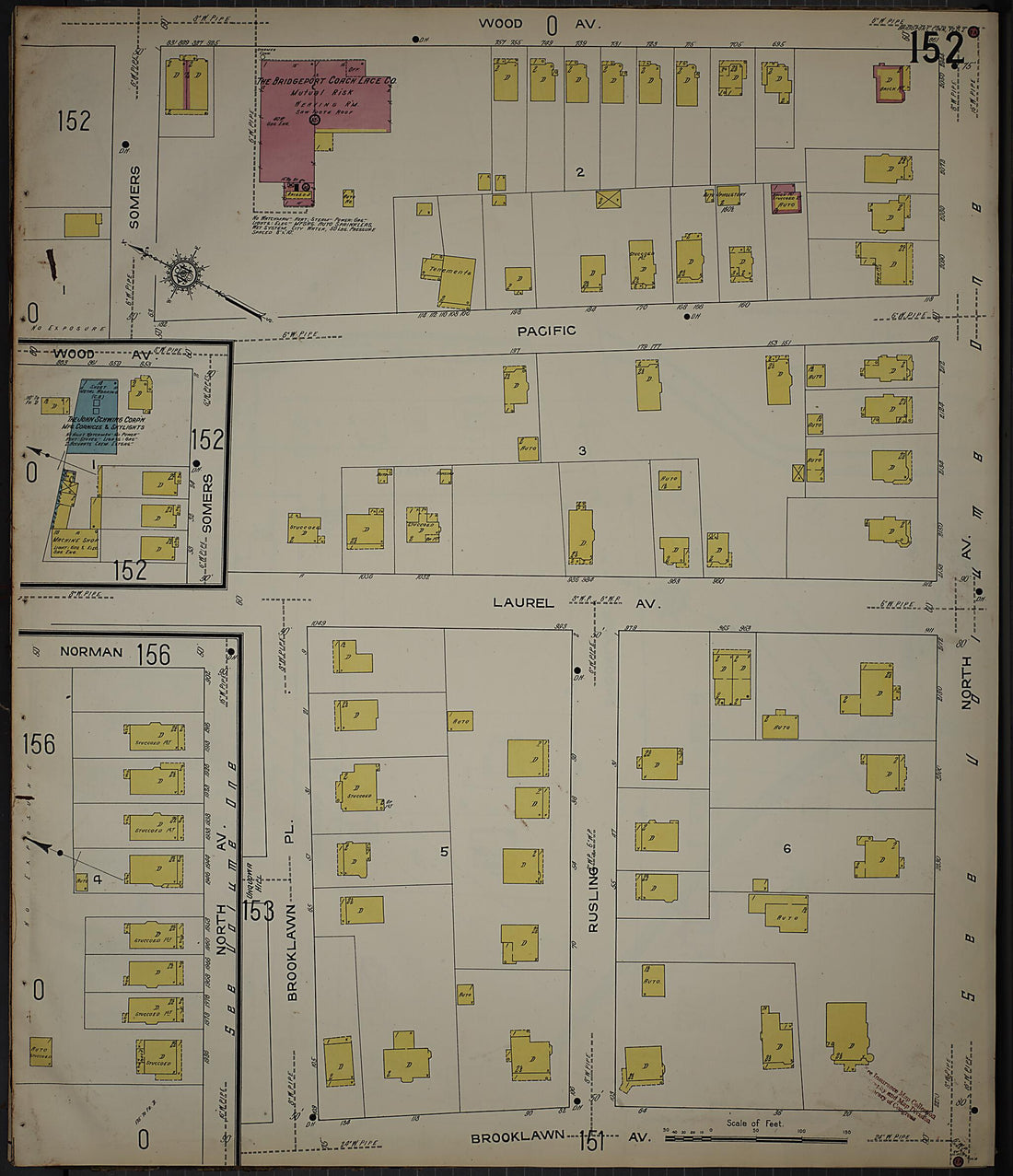 This old map of Bridgeport, Fairfield County, Connecticut was created by Sanborn Map Company in 1913