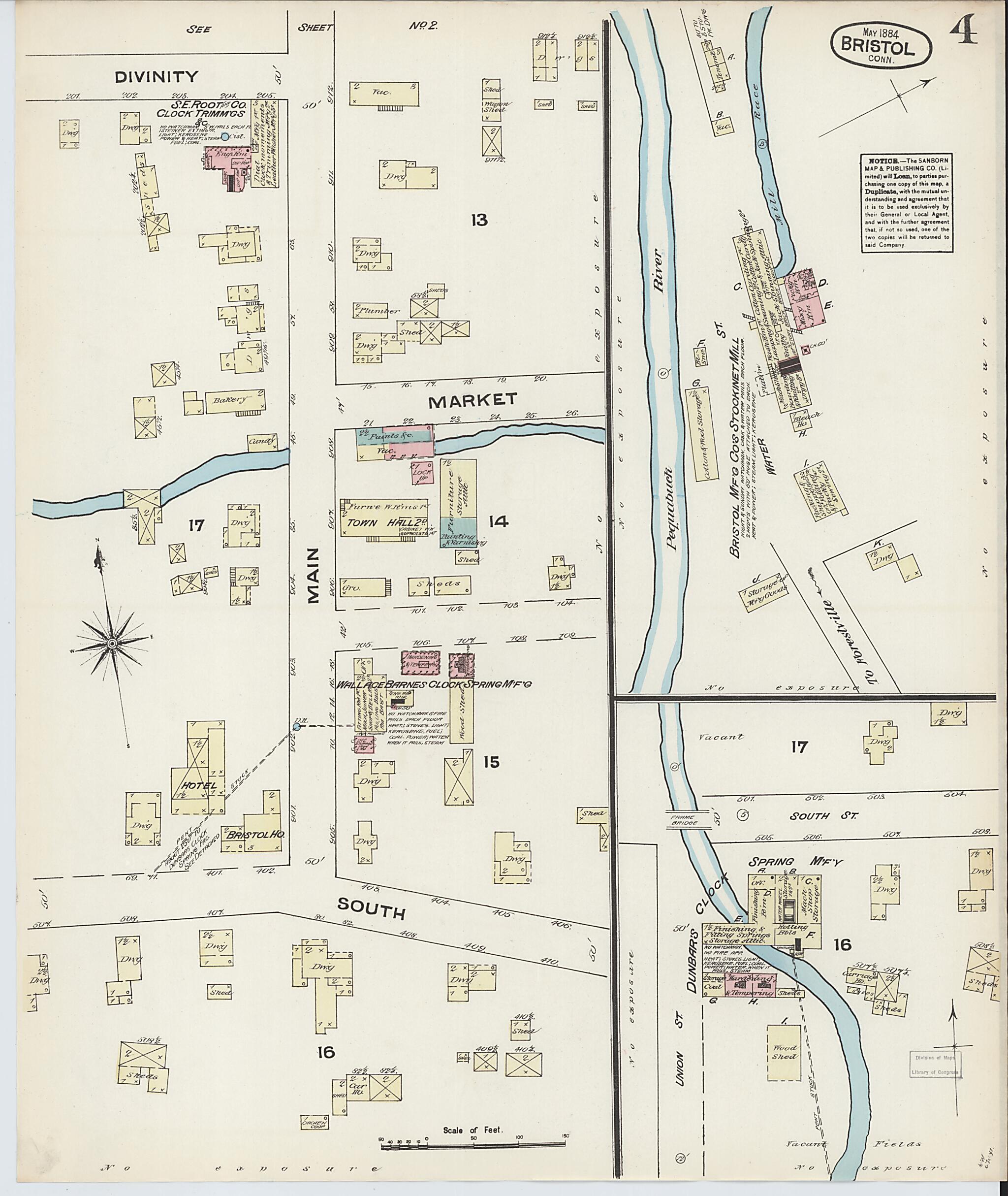 This old map of Bristol, Hartford County, Connecticut was created by Sanborn Map Company in 1884