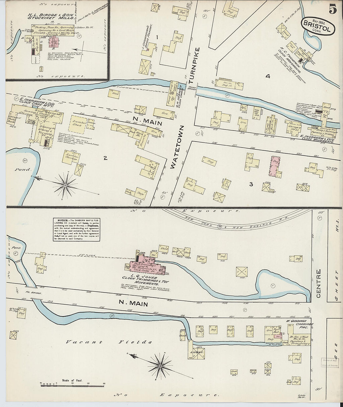 This old map of Bristol, Hartford County, Connecticut was created by Sanborn Map Company in 1884
