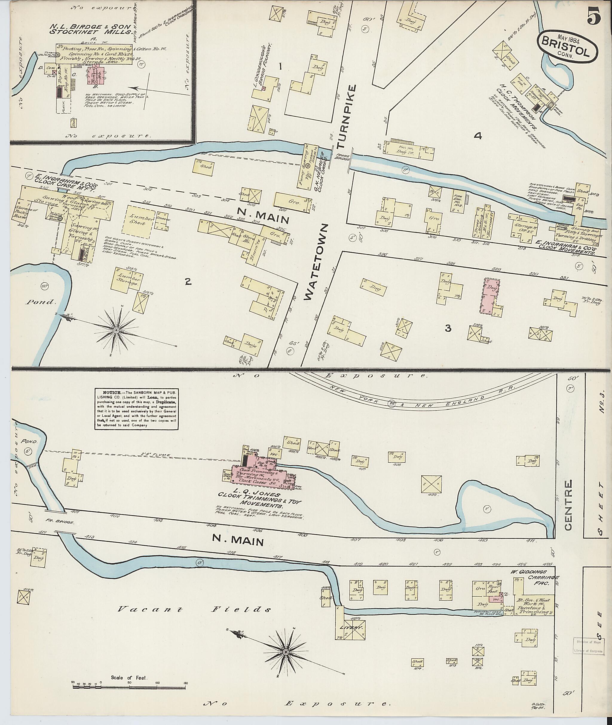 This old map of Bristol, Hartford County, Connecticut was created by Sanborn Map Company in 1884