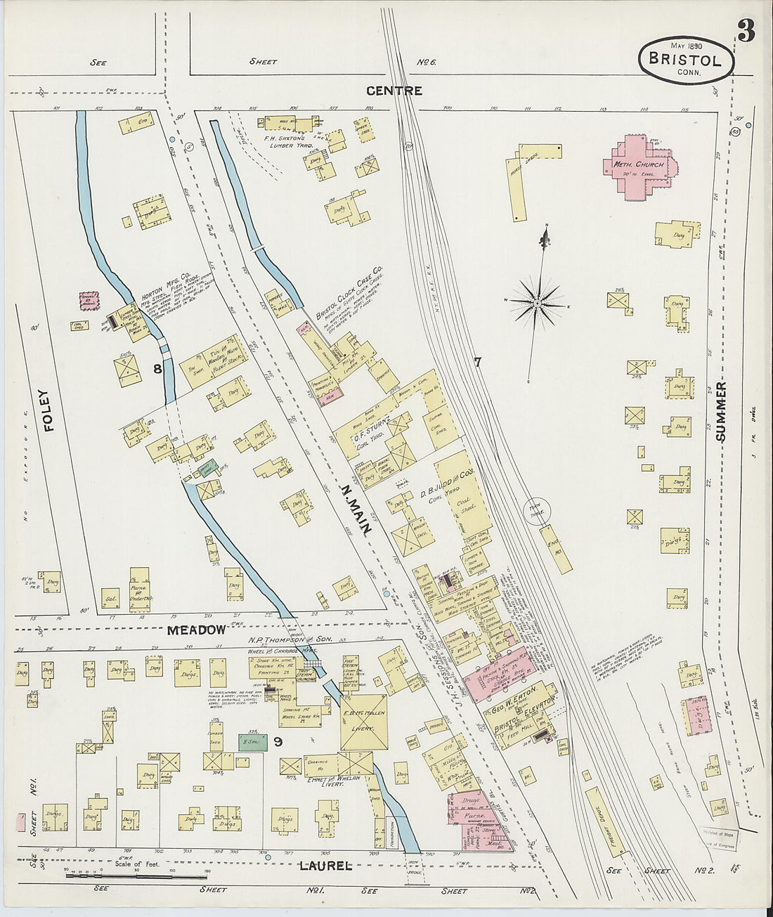 This old map of Forestville, Hartford County, Connecticut was created by Sanborn Map Company in 1890