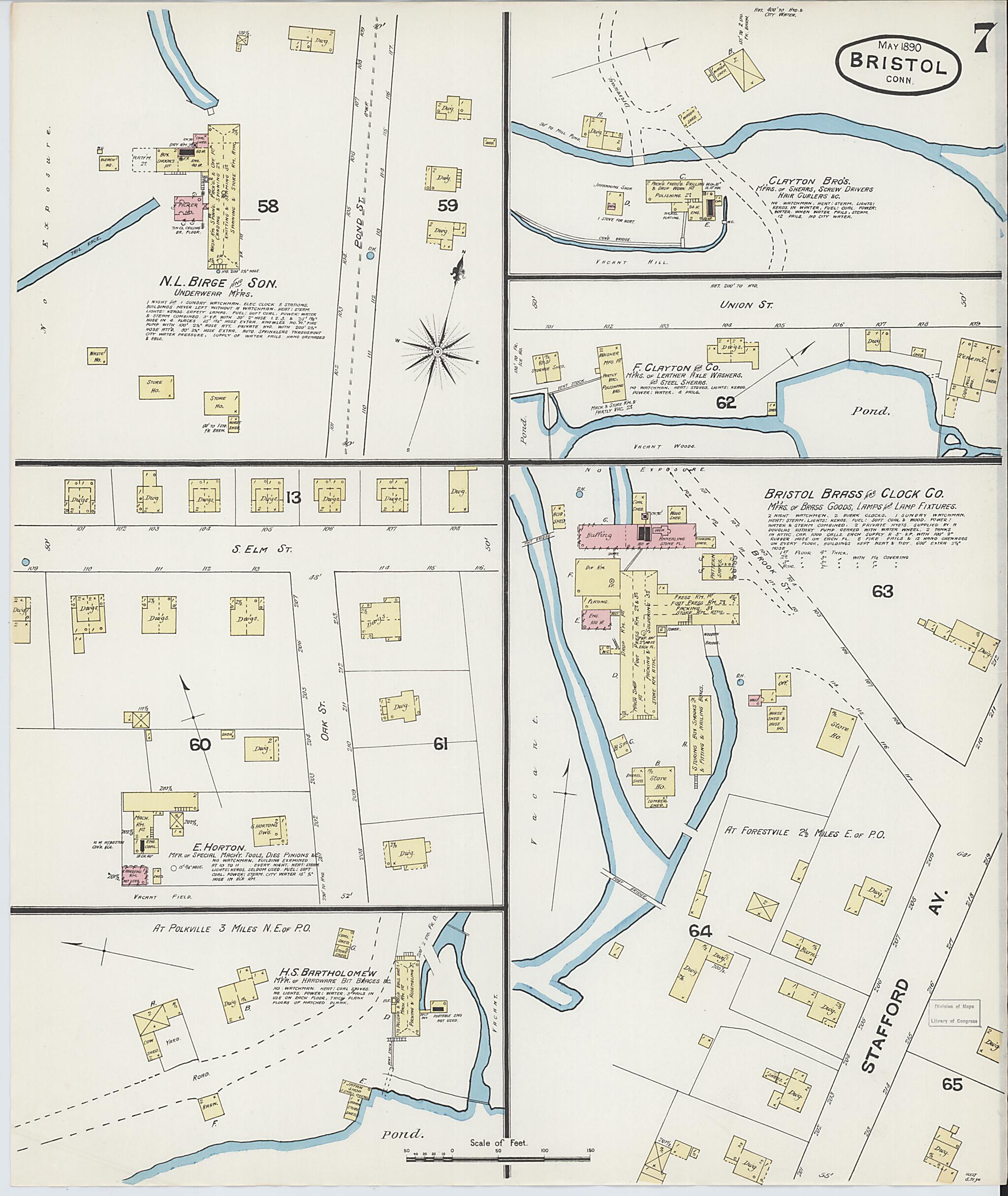 This old map of Forestville, Hartford County, Connecticut was created by Sanborn Map Company in 1890