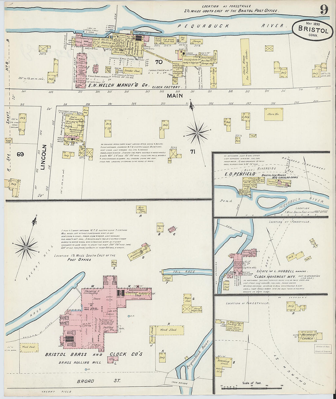 This old map of Forestville, Hartford County, Connecticut was created by Sanborn Map Company in 1890