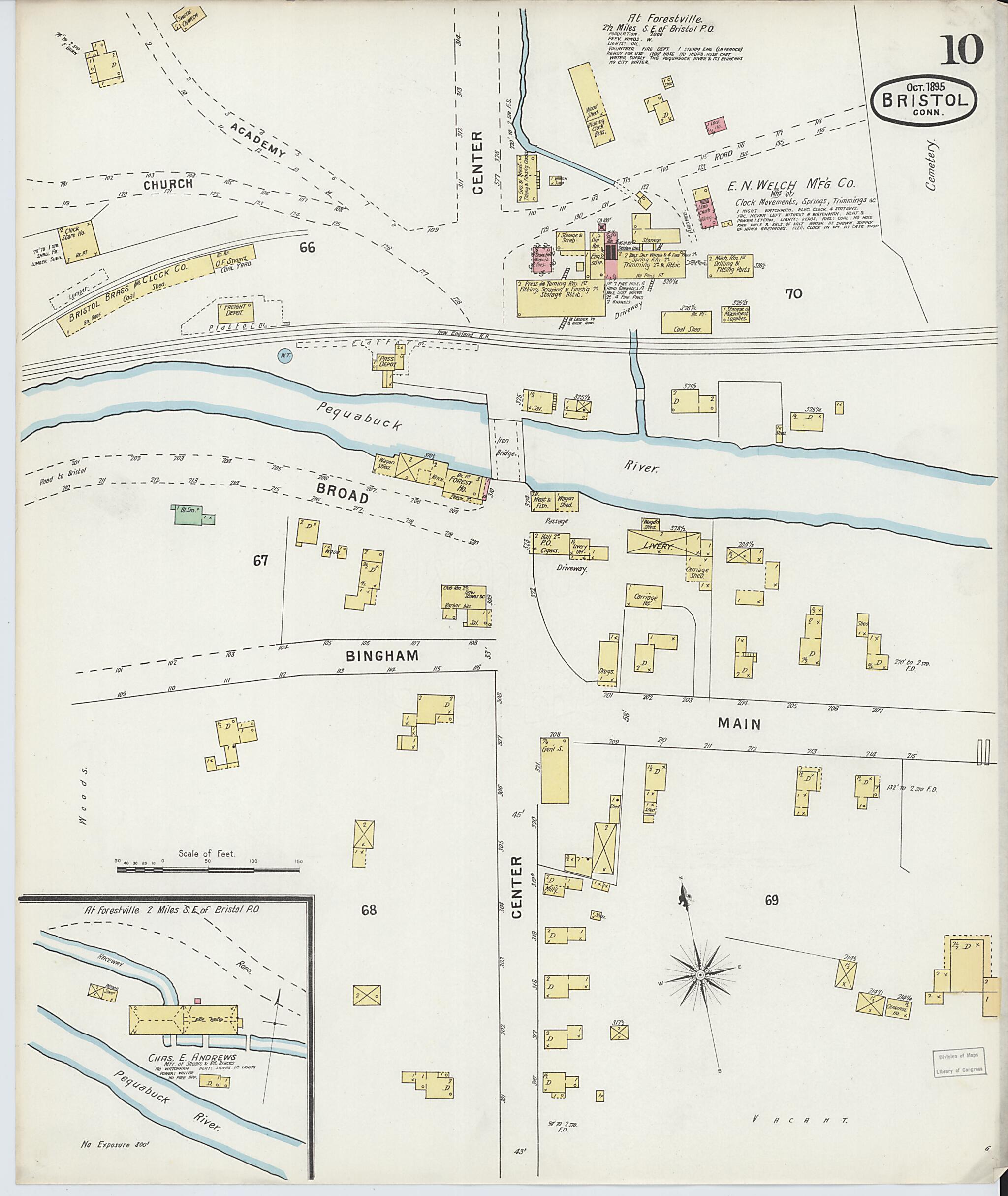This old map of Forestville, Hartford County, Connecticut was created by Sanborn Map Company in 1895