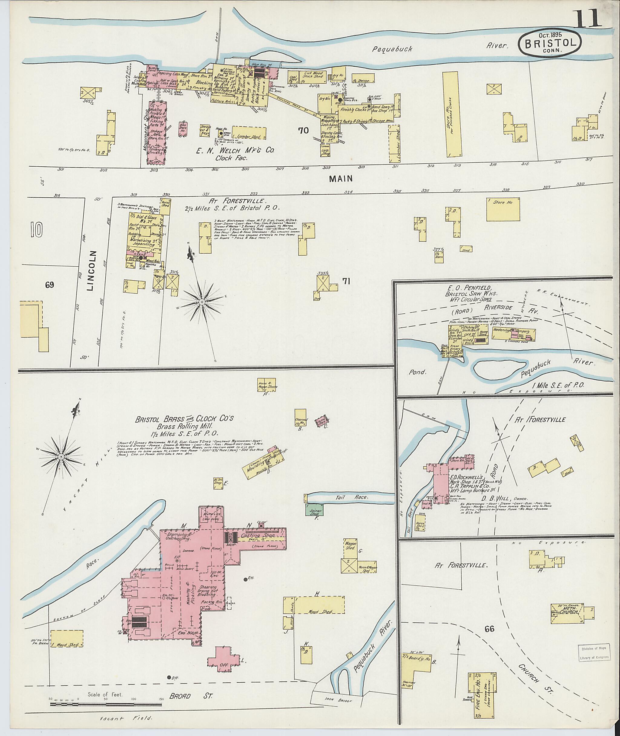 This old map of Forestville, Hartford County, Connecticut was created by Sanborn Map Company in 1895