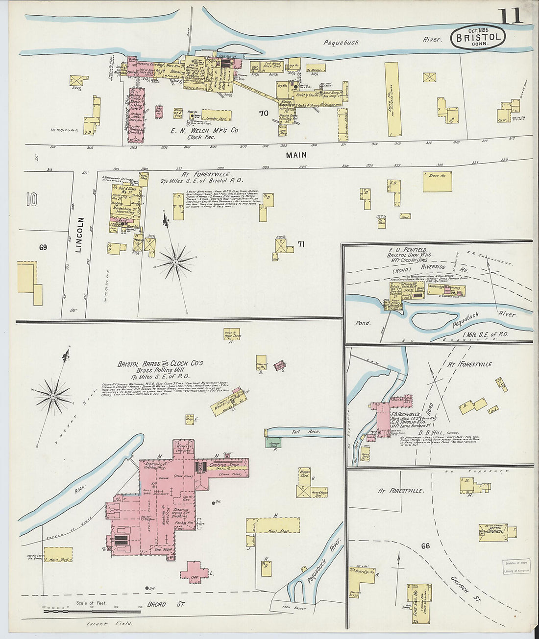 This old map of Forestville, Hartford County, Connecticut was created by Sanborn Map Company in 1895