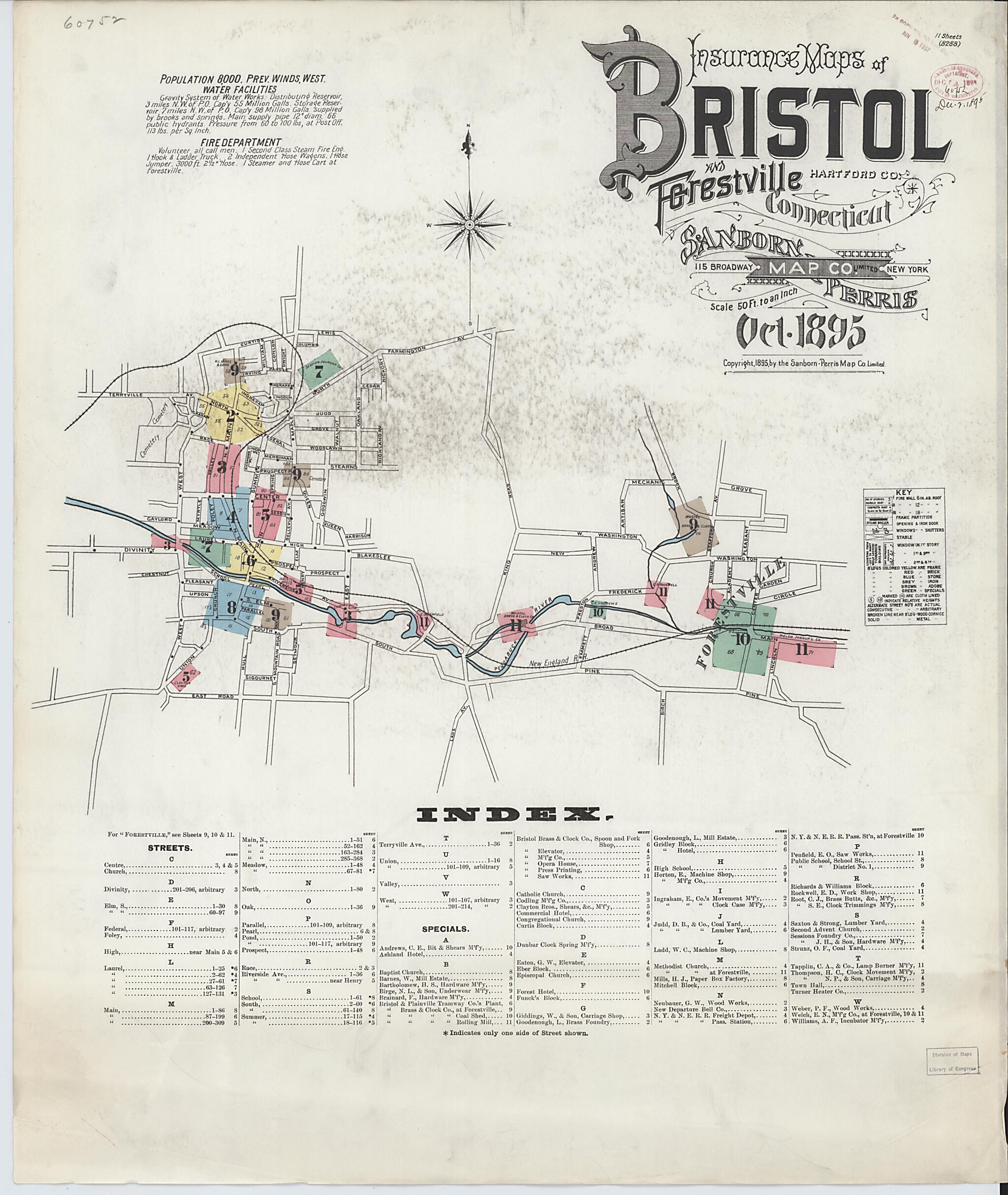 This old map of Forestville, Hartford County, Connecticut was created by Sanborn Map Company in 1895