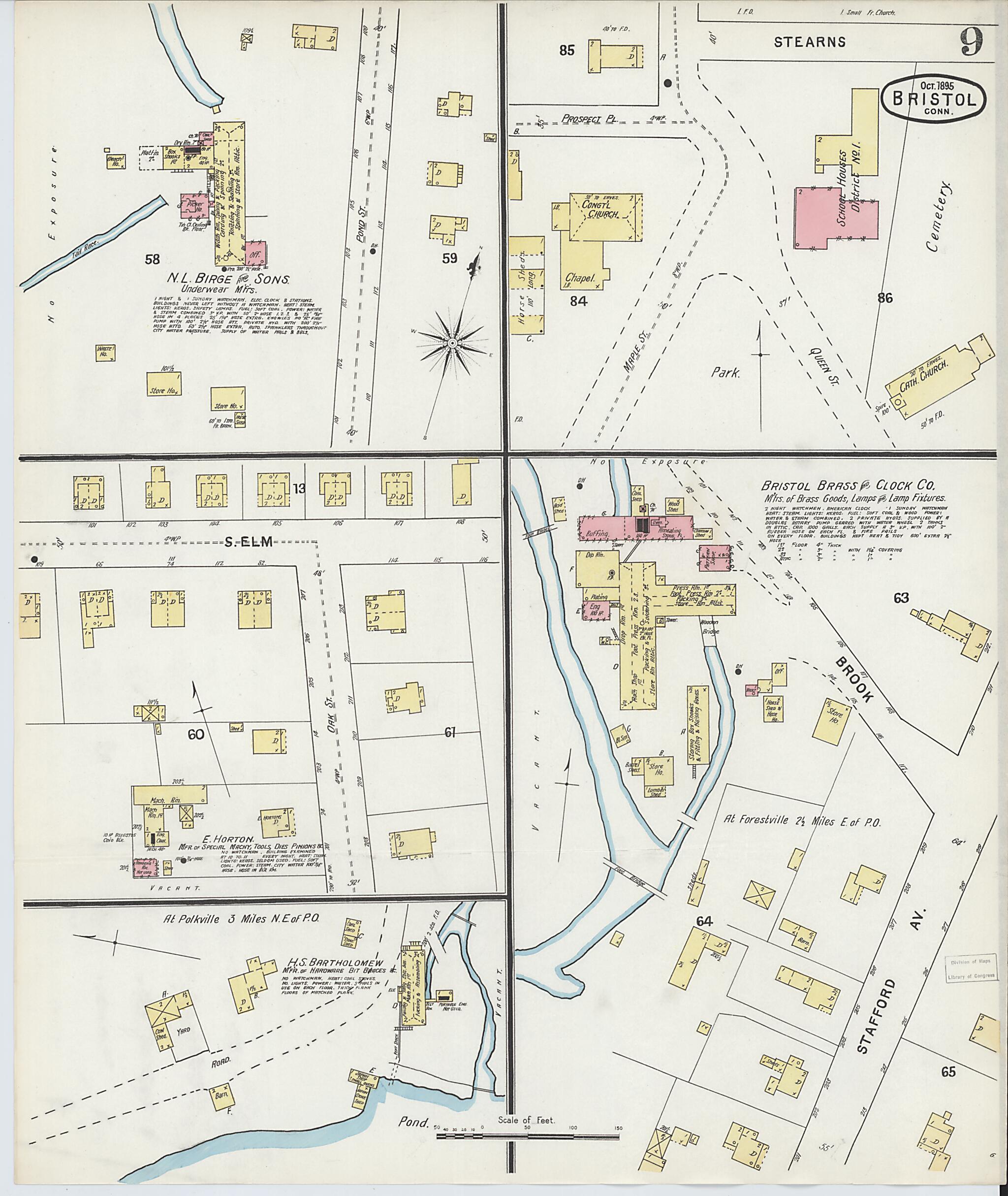 This old map of Forestville, Hartford County, Connecticut was created by Sanborn Map Company in 1895