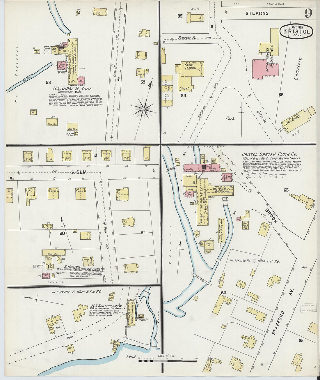 This old map of Forestville, Hartford County, Connecticut was created by Sanborn Map Company in 1895