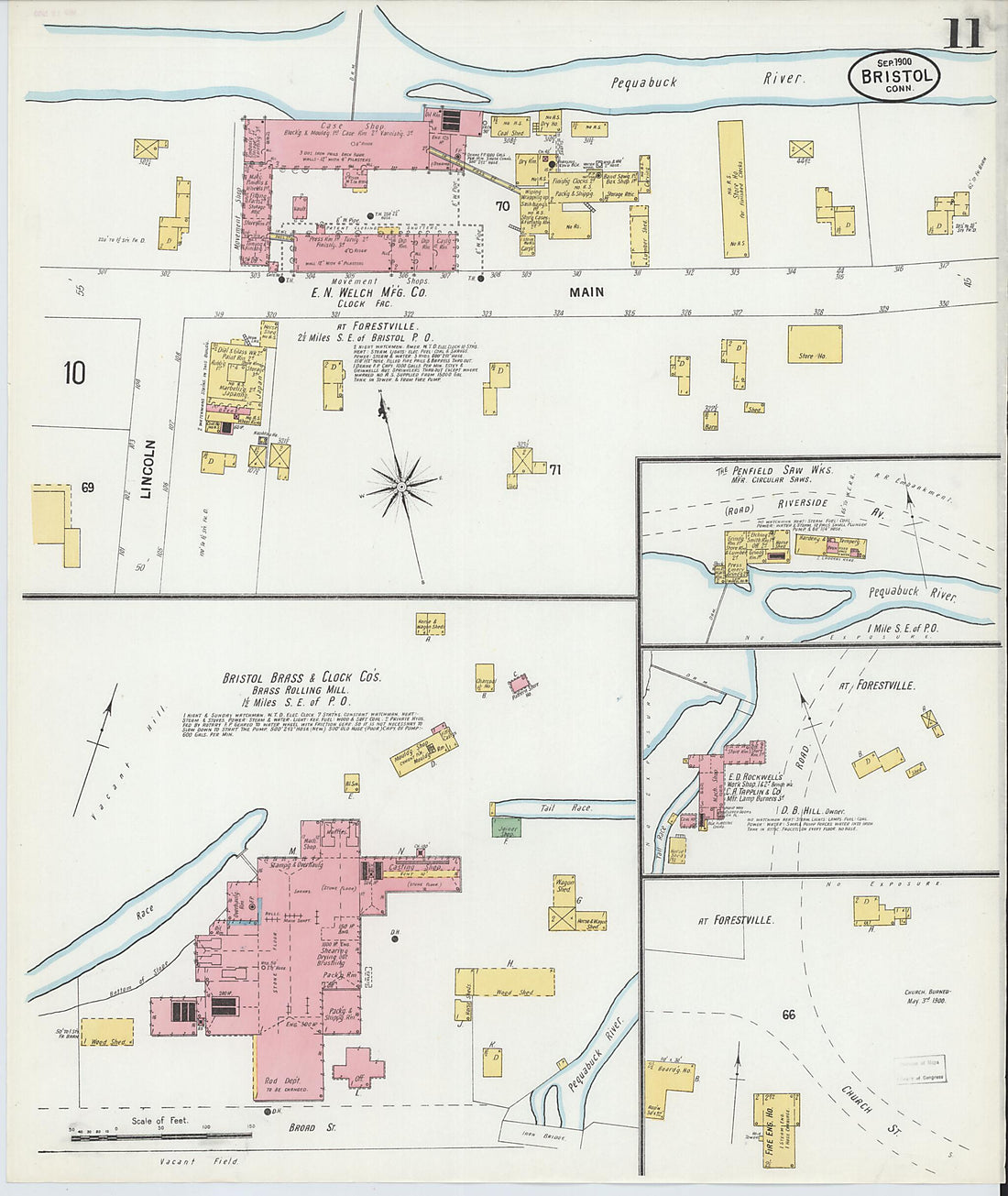 This old map of Forestville, Hartford County, Connecticut was created by Sanborn Map Company in 1900