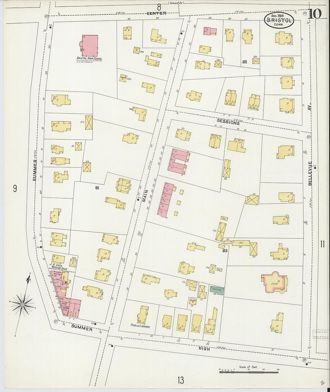 This old map of Bristol, Hartford County, Connecticut was created by Sanborn Map Company in 1905
