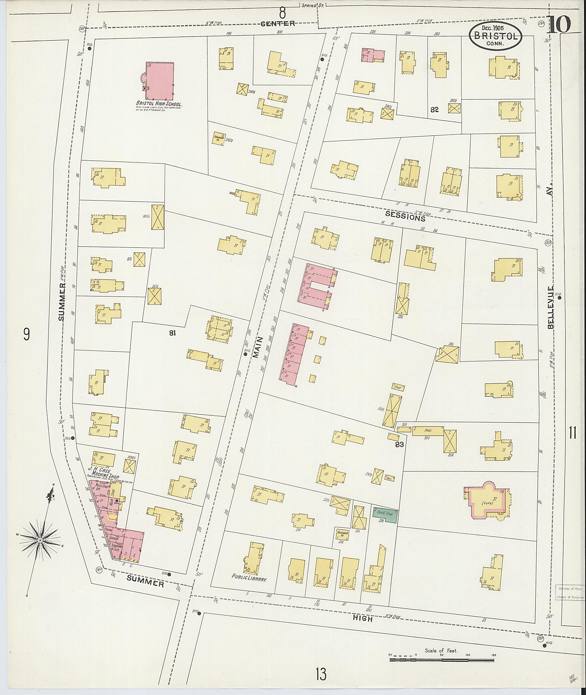 This old map of Bristol, Hartford County, Connecticut was created by Sanborn Map Company in 1905