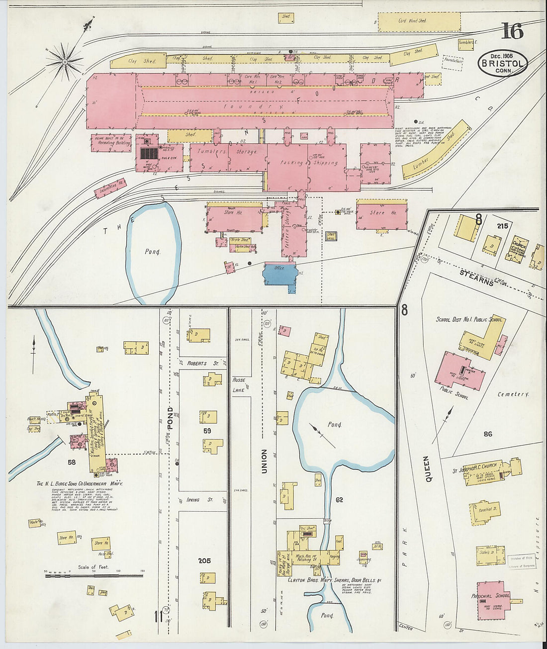 This old map of Bristol, Hartford County, Connecticut was created by Sanborn Map Company in 1905