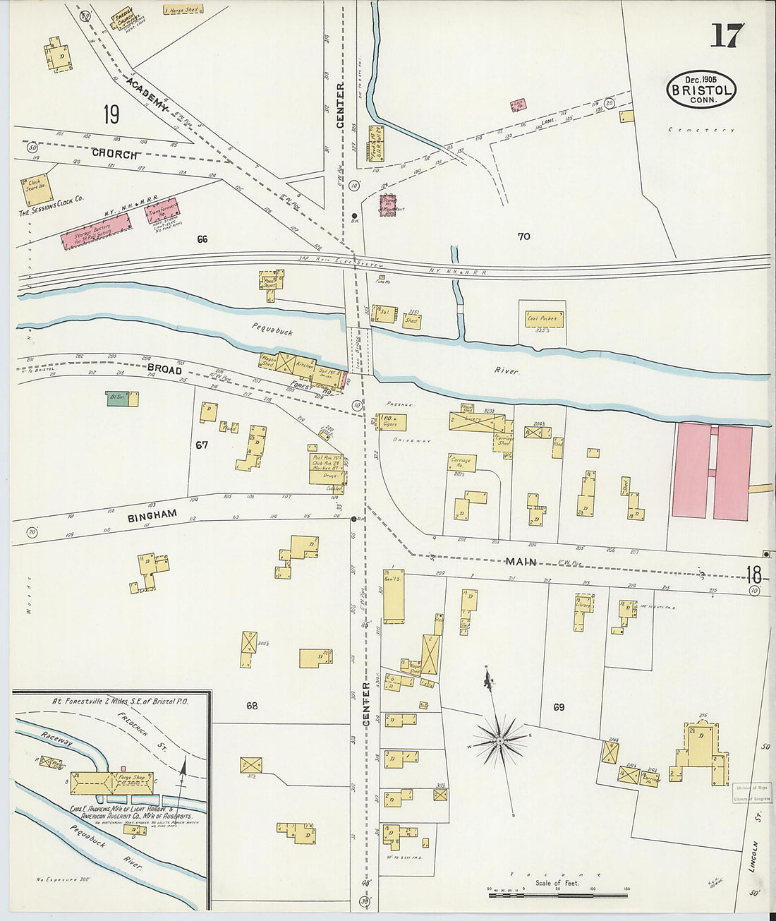 This old map of Bristol, Hartford County, Connecticut was created by Sanborn Map Company in 1905