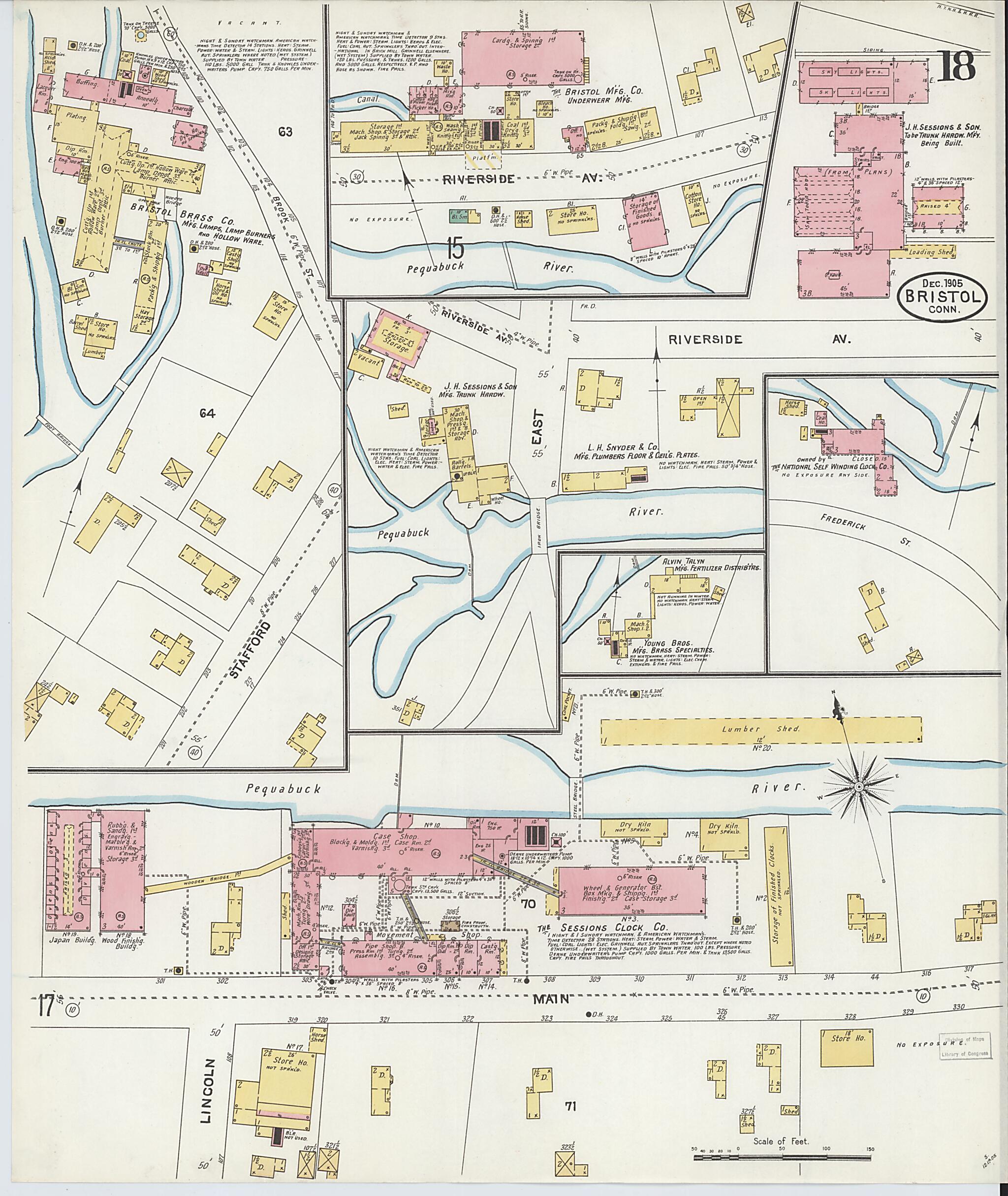 This old map of Bristol, Hartford County, Connecticut was created by Sanborn Map Company in 1905