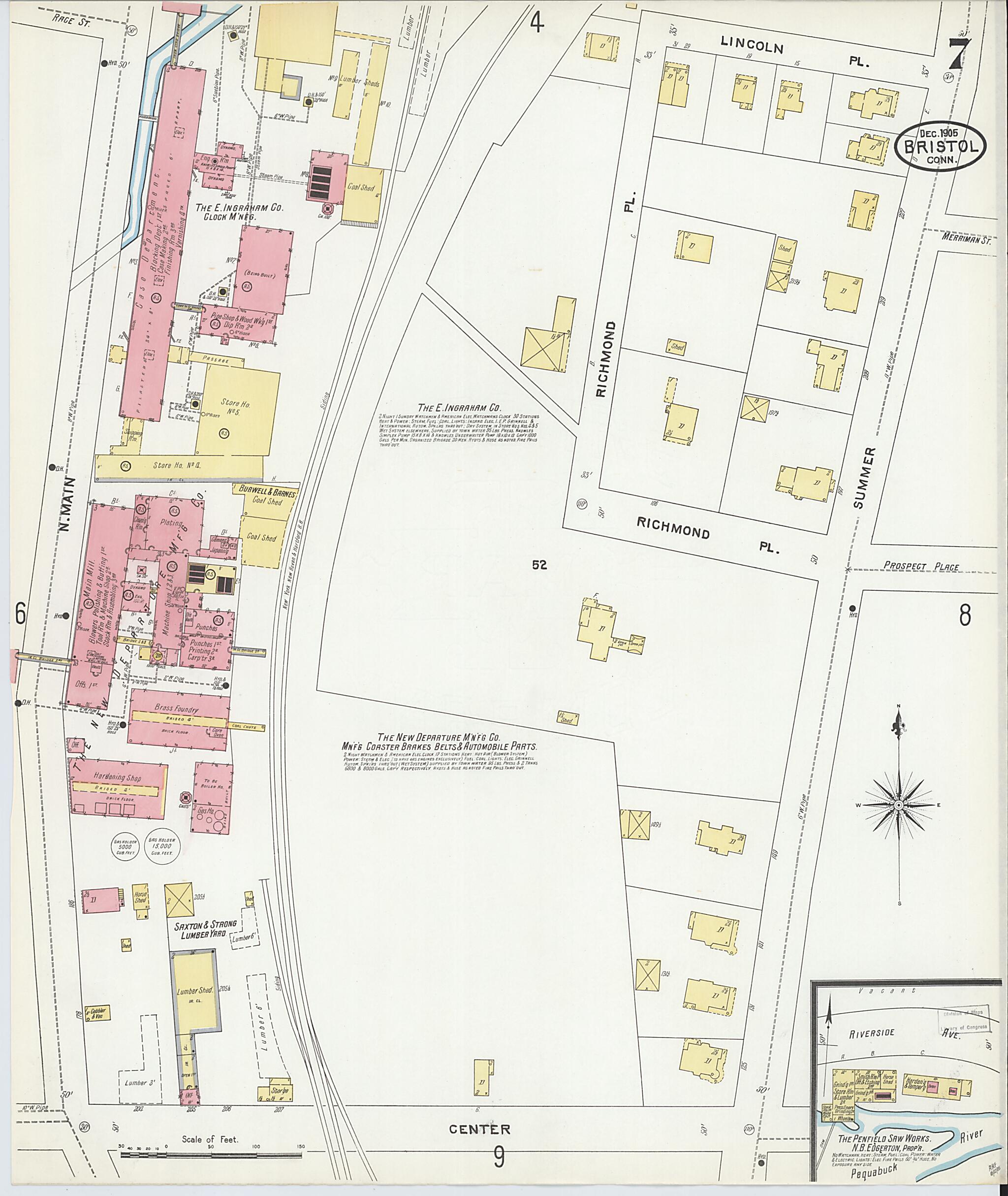 This old map of Bristol, Hartford County, Connecticut was created by Sanborn Map Company in 1905